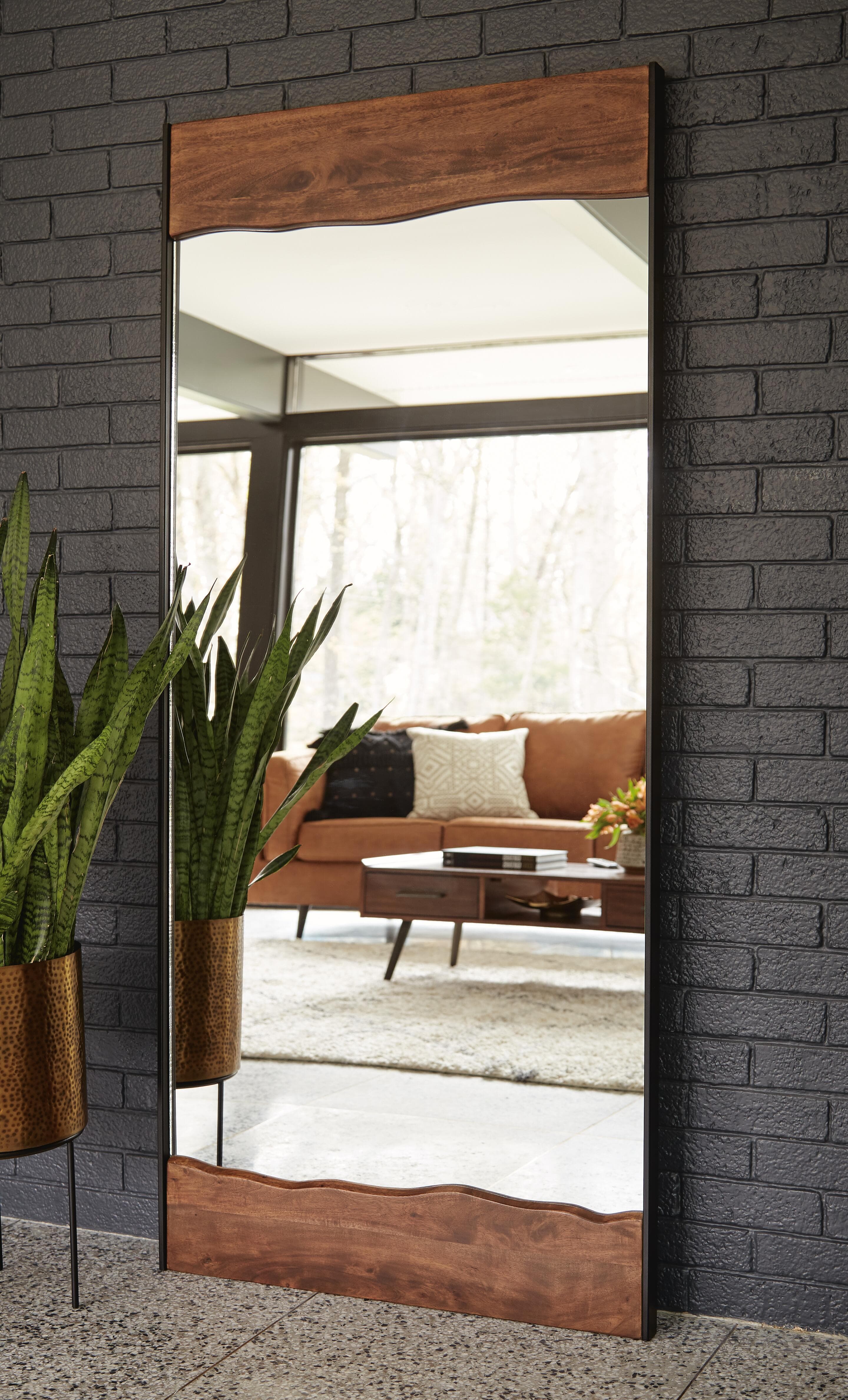 Panchali Floor Mirror — Black/Gray & Brown/Beige — view 2