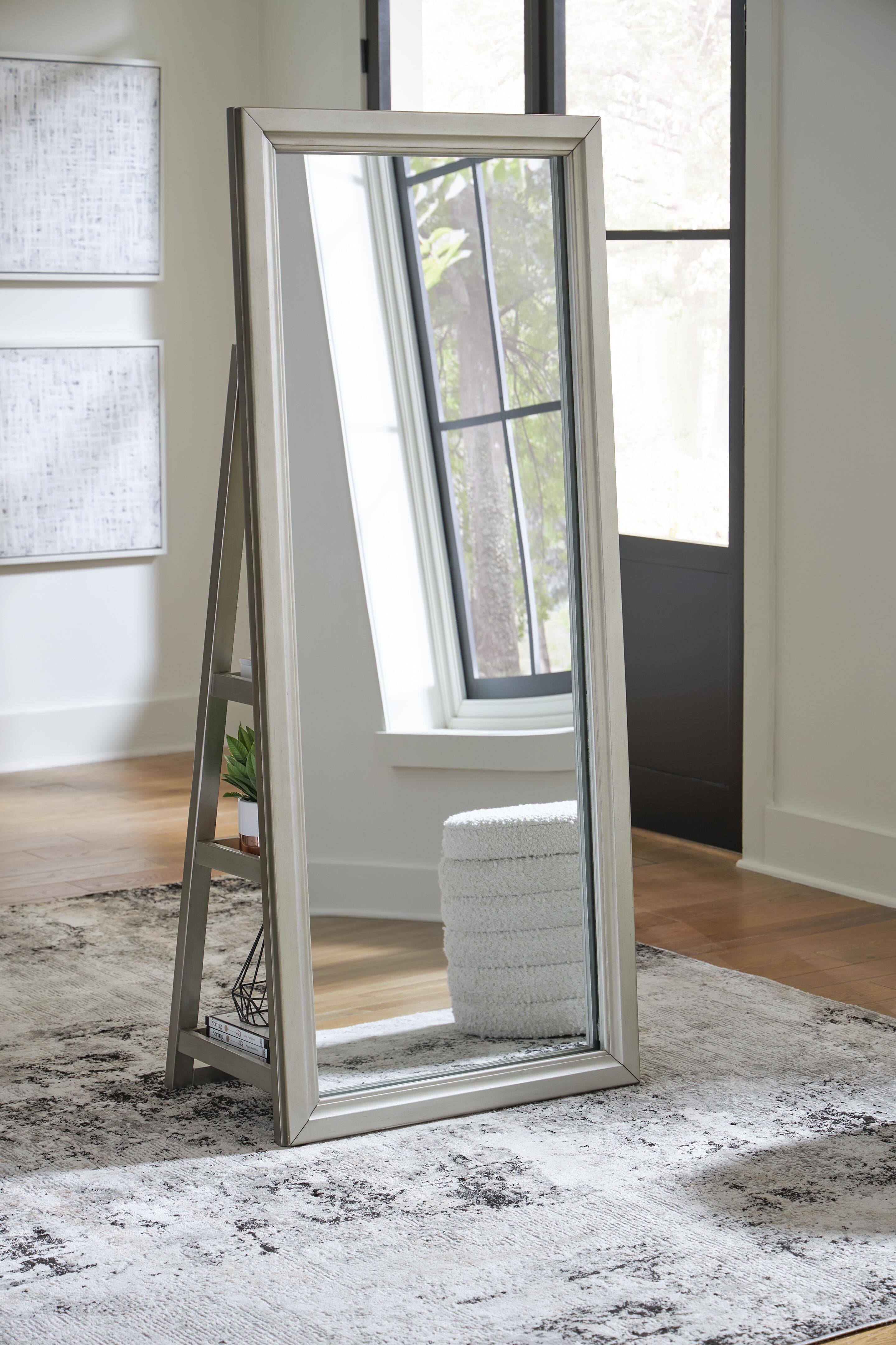 Evesen Floor Standing Mirror/Storage — White — view 5