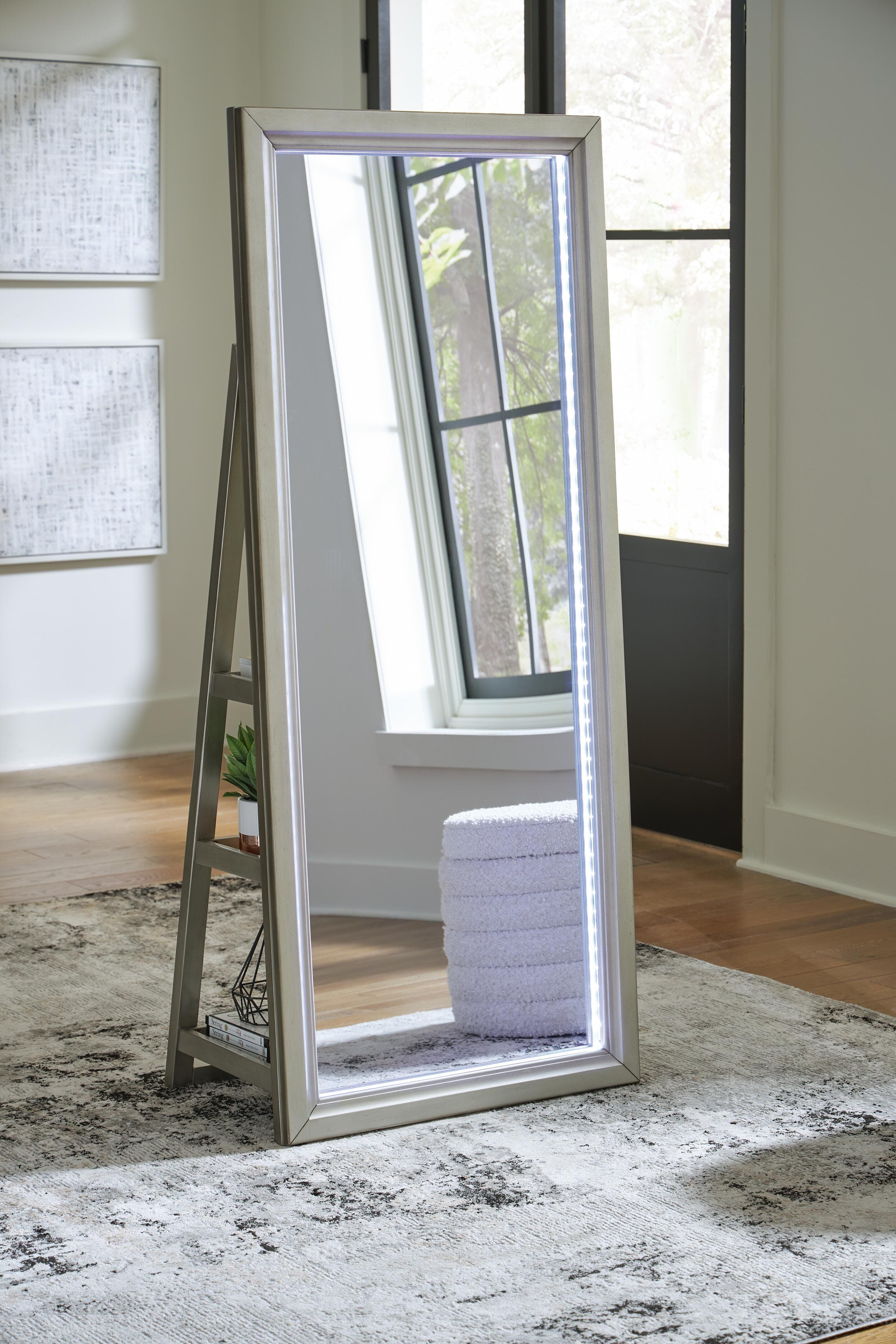 Evesen Floor Standing Mirror/Storage — White — view 2