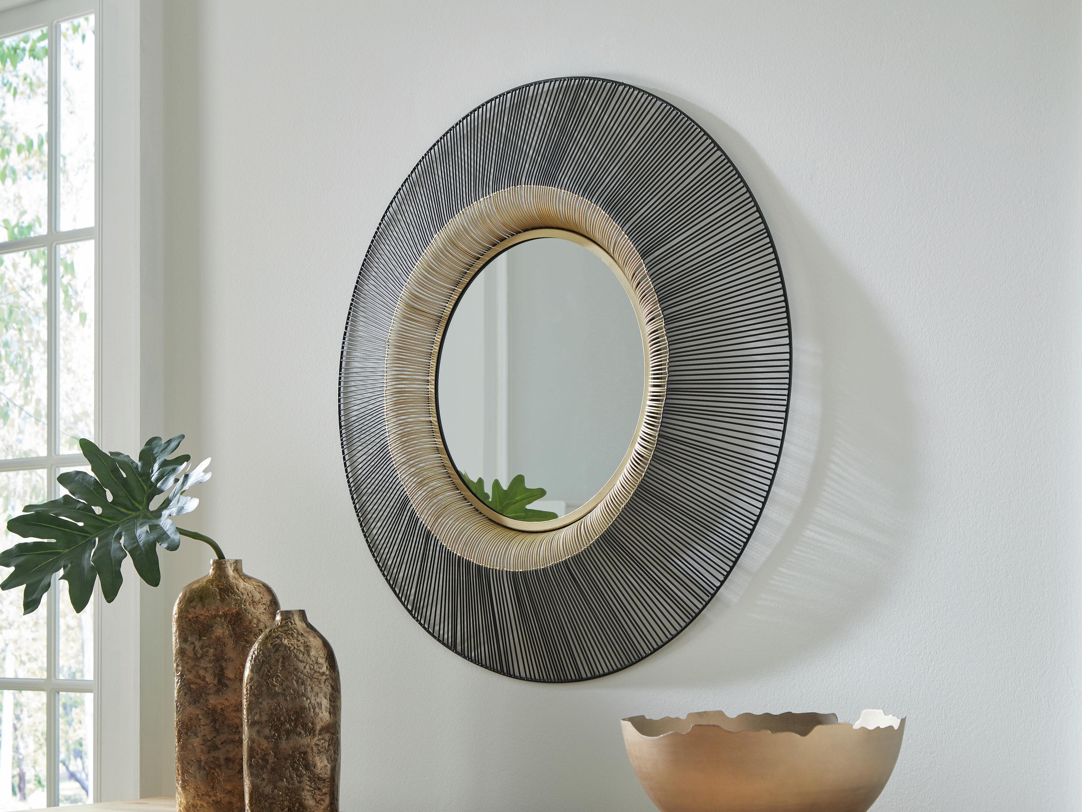 Dallmen Accent Mirror — Black/Gold Finish — view 2