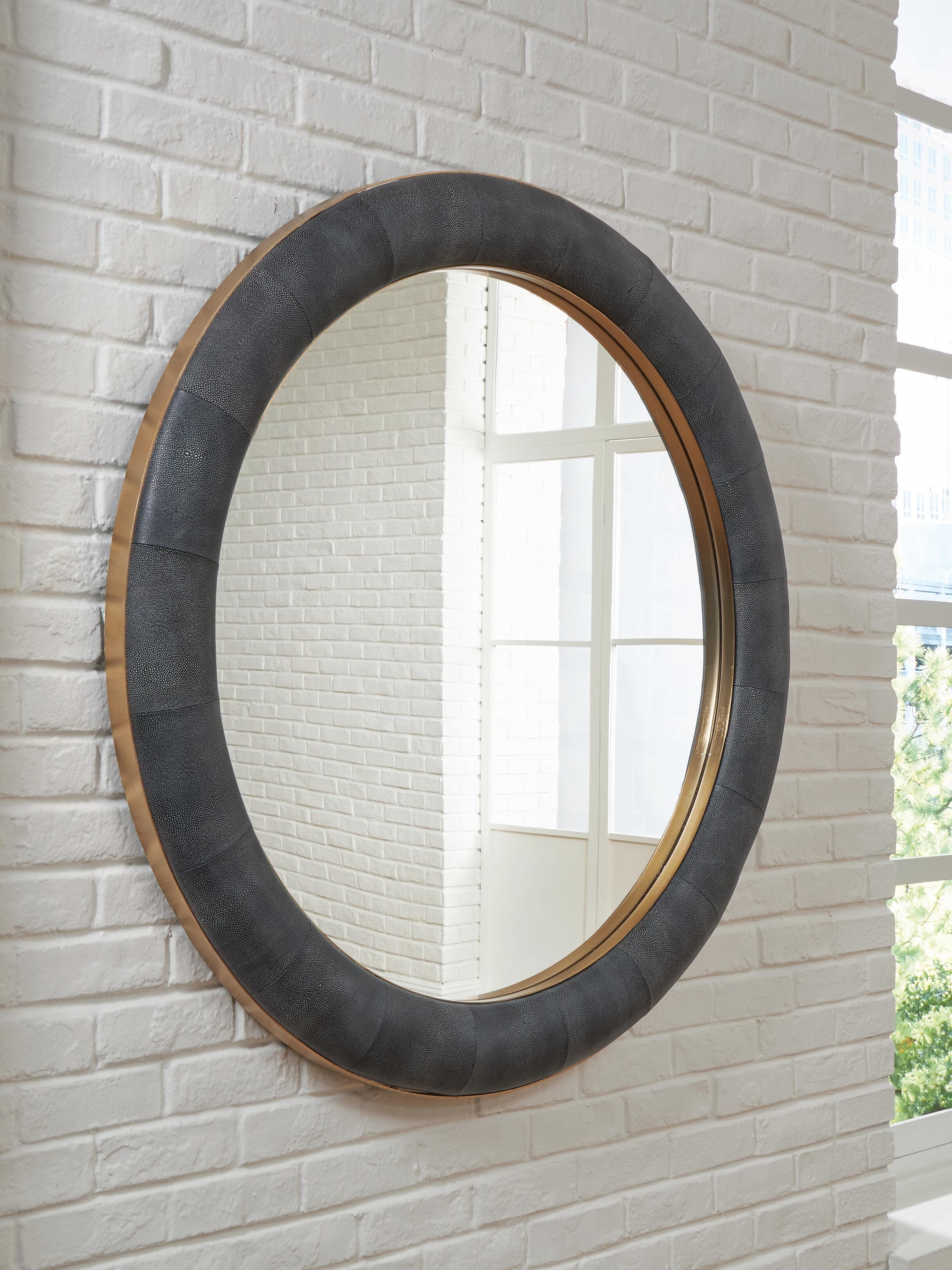 Corinsworth Accent Mirror — Charcoal/Brass Finish — view 2