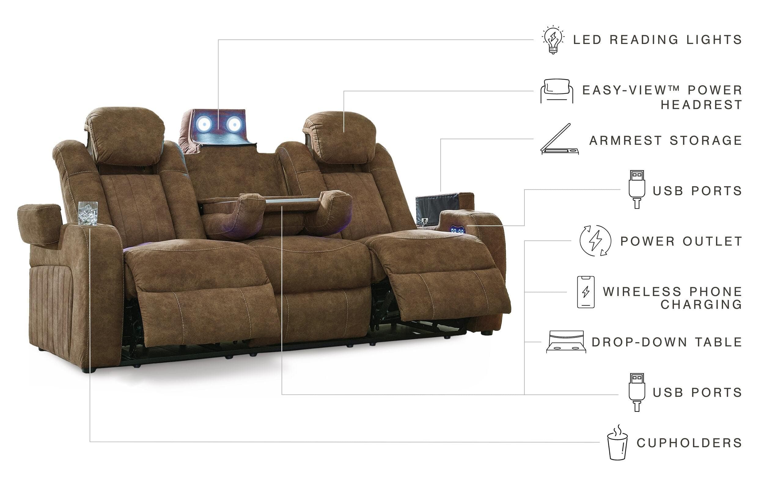 Wolfridge Power Reclining Loveseat — Brown/Beige — view 5
