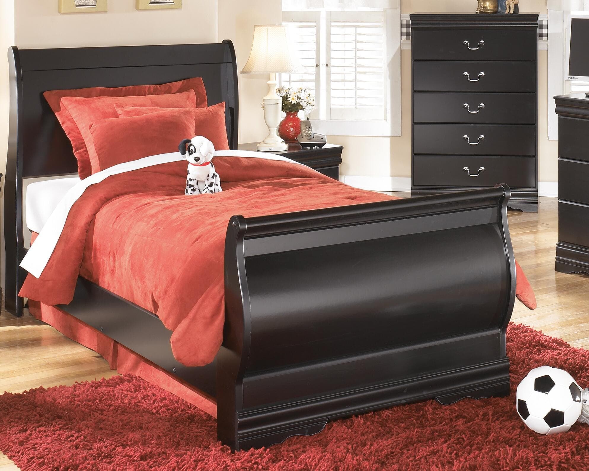 Huey Vineyard Twin Sleigh Bed — Black/Gray — view 2