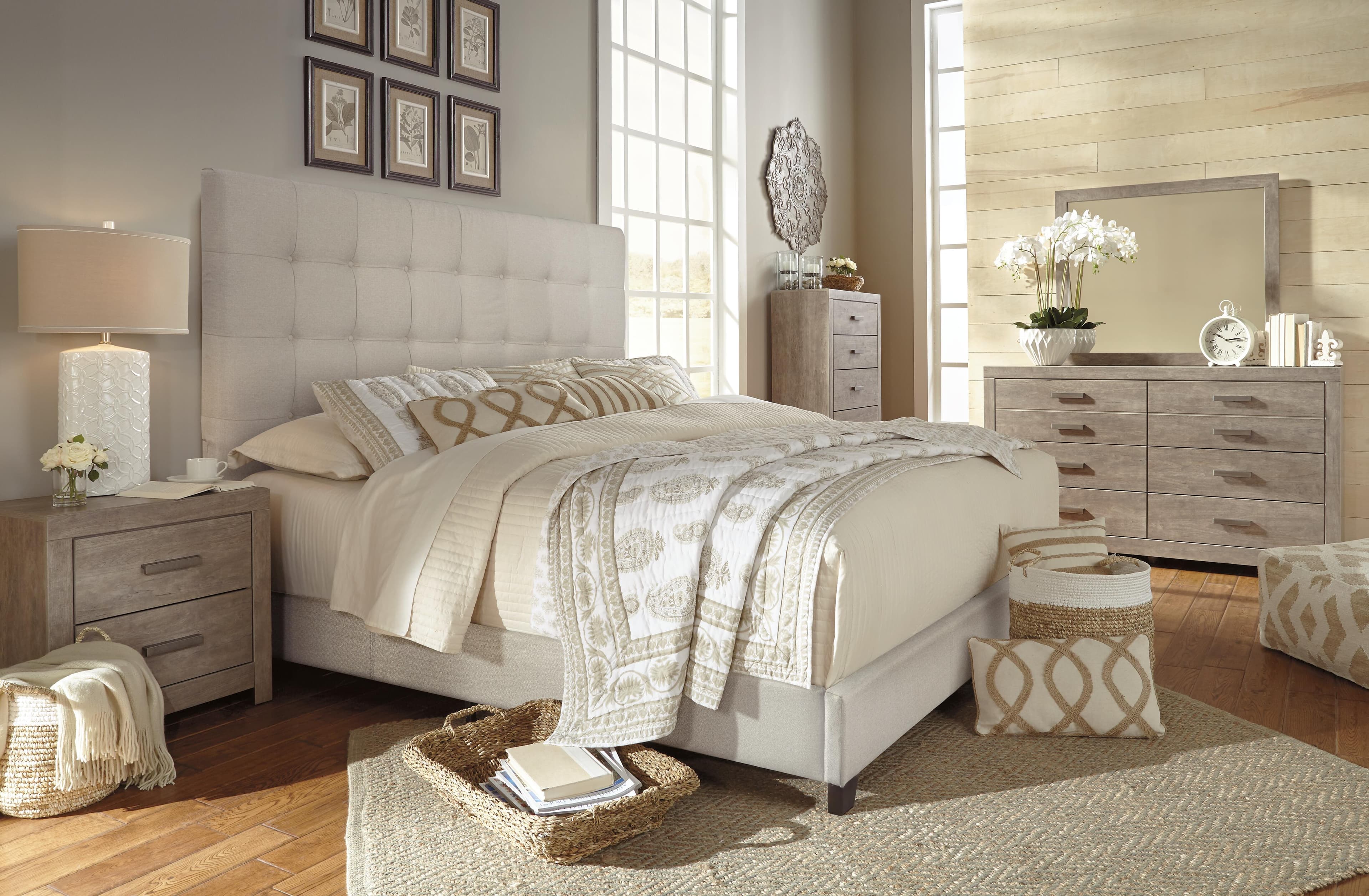 Dolante King Upholstered Bed — Brown/Beige — view 6