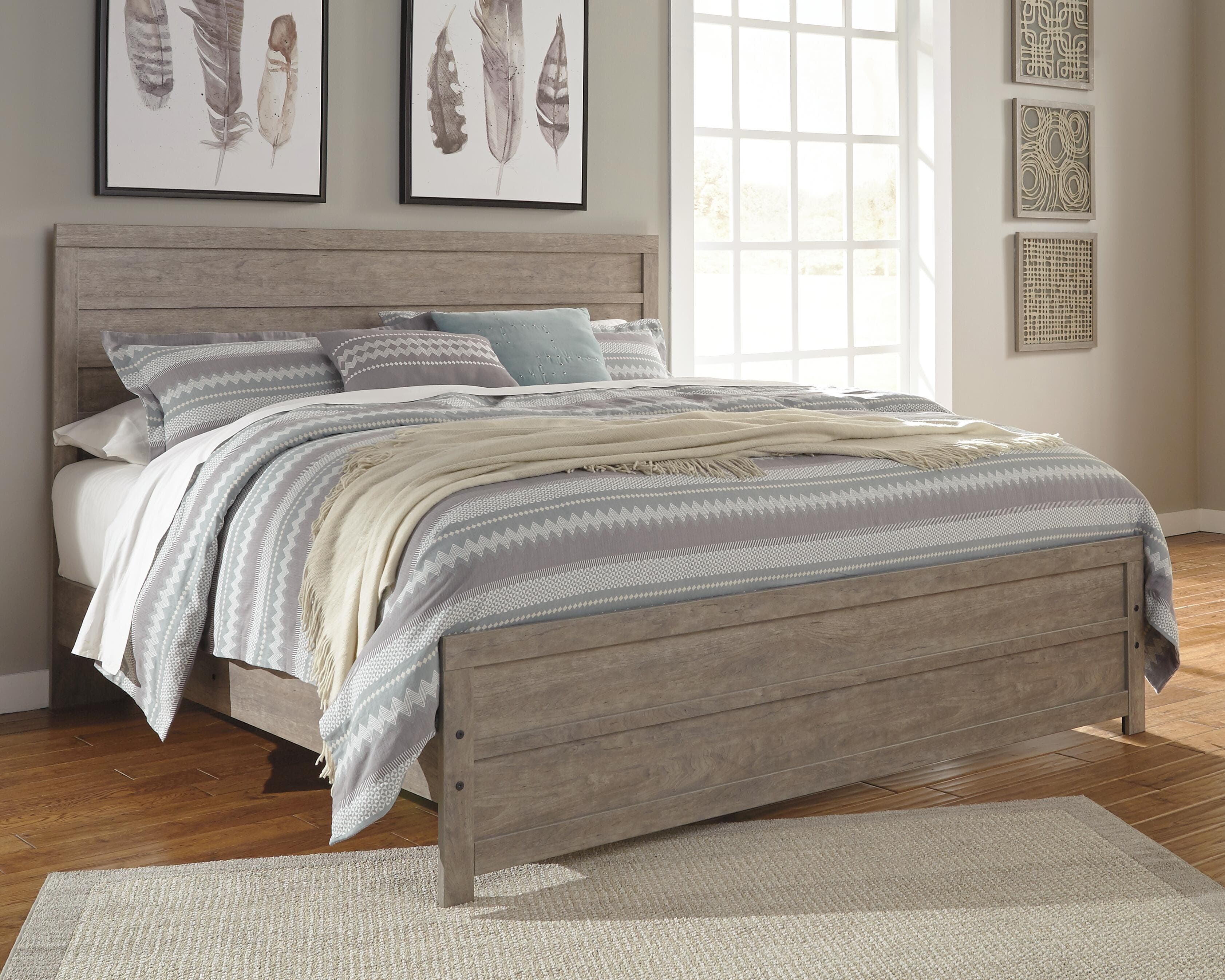 Culverbach King Panel Bed — Black/Gray & Brown/Beige — view 2