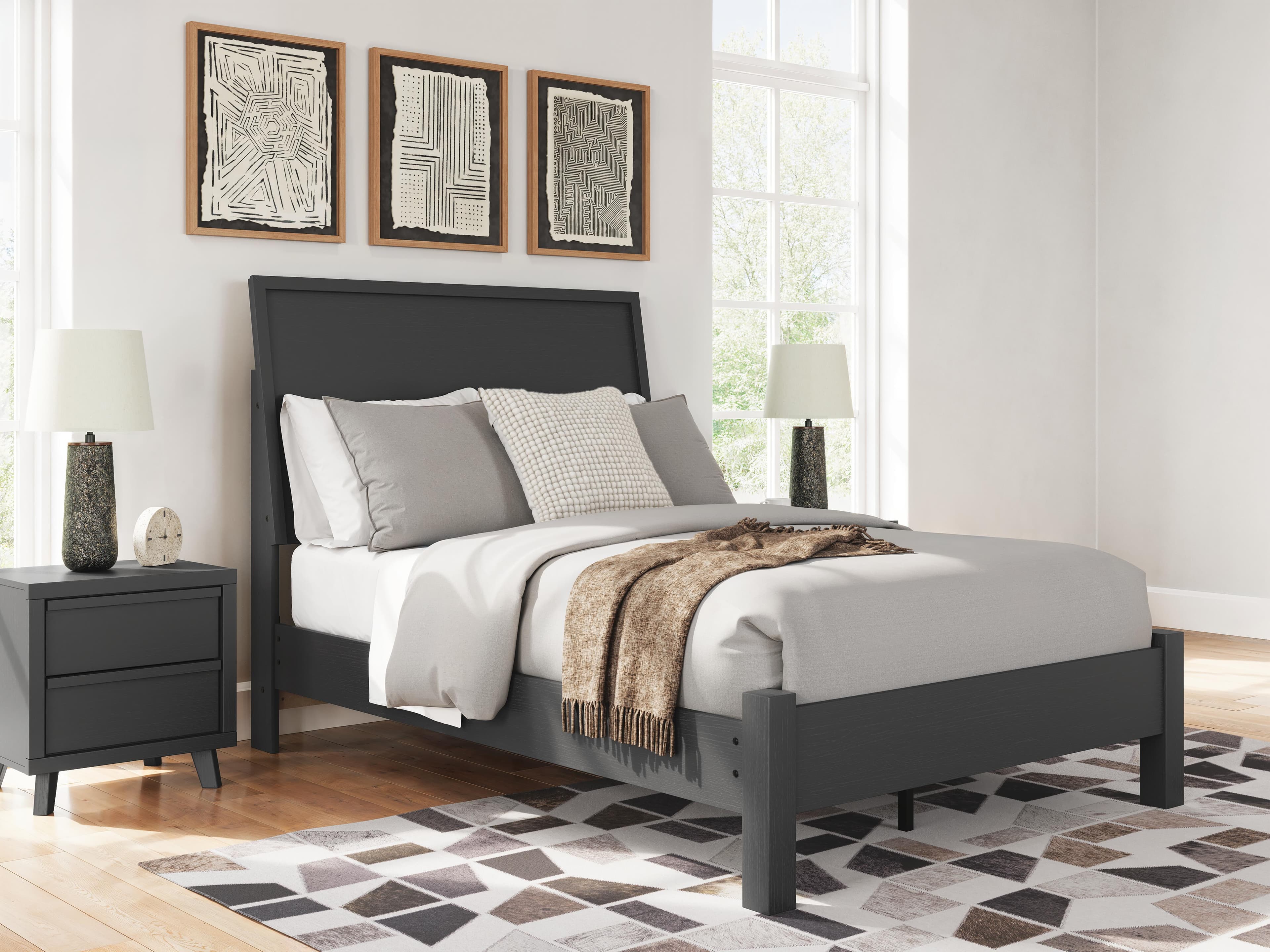 Danziar Full Panel Bed — Black — view 2