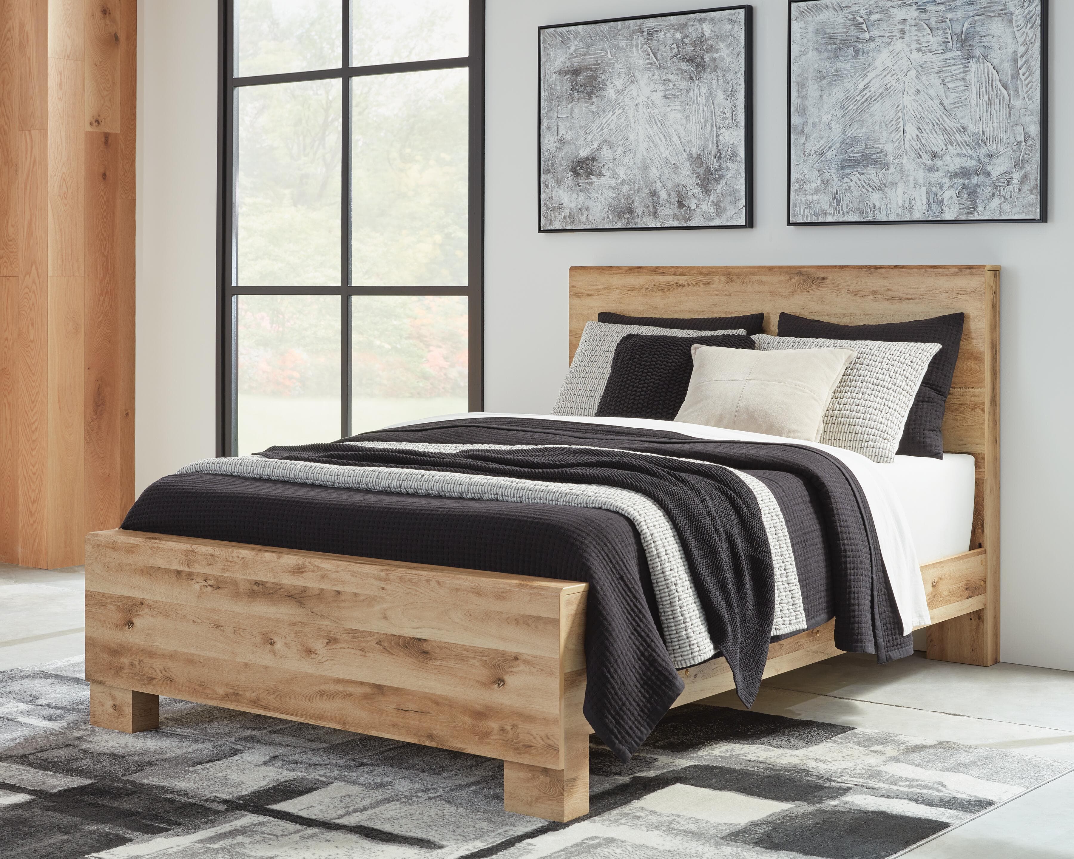 Hyanna Queen Panel Bed — Brown/Beige — view 2