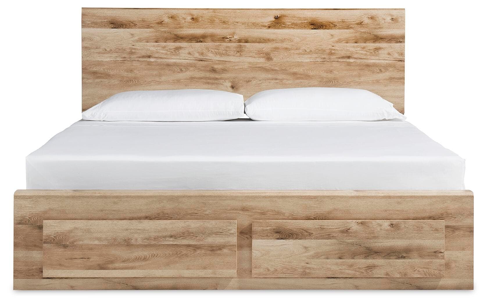 Hyanna King Panel Storage Bed with 2 Under Bed Storage Drawers — Brown/Beige — view 4