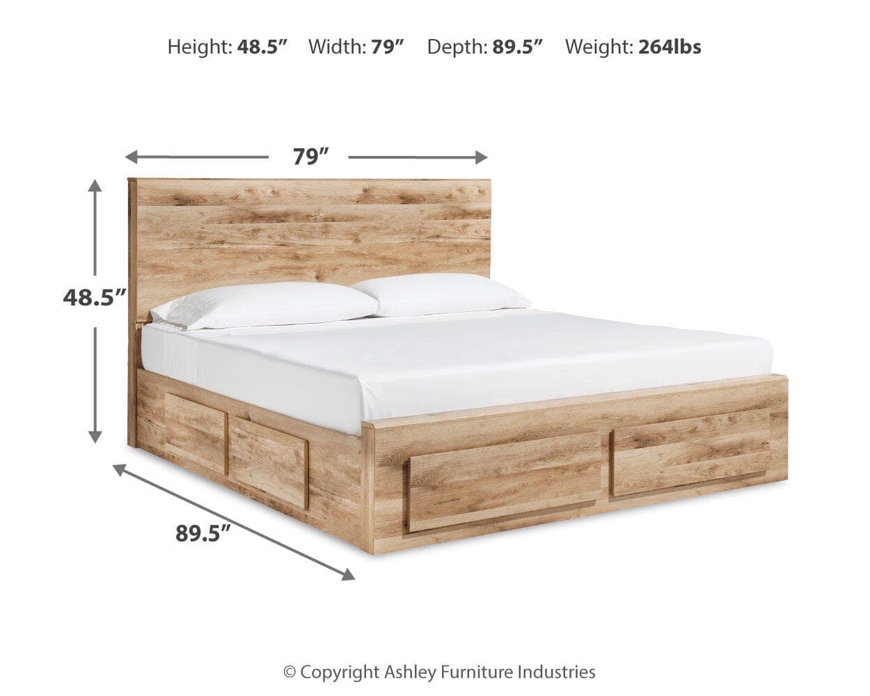 Hyanna King Panel Storage Bed with 1 Under Bed Storage Drawer — Brown/Beige — view 7