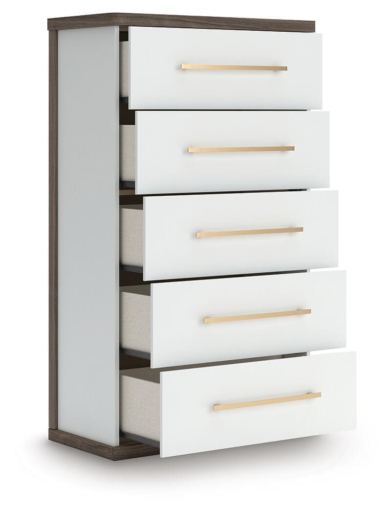 Mazilar Chest of Drawers — White & Brown/Beige — view 3