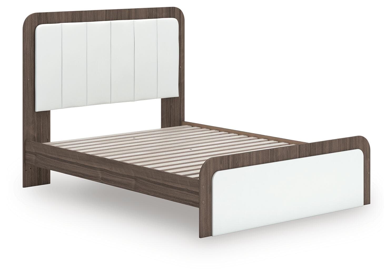 Mazilar Queen Upholstered Bed — White/Brown — view 4