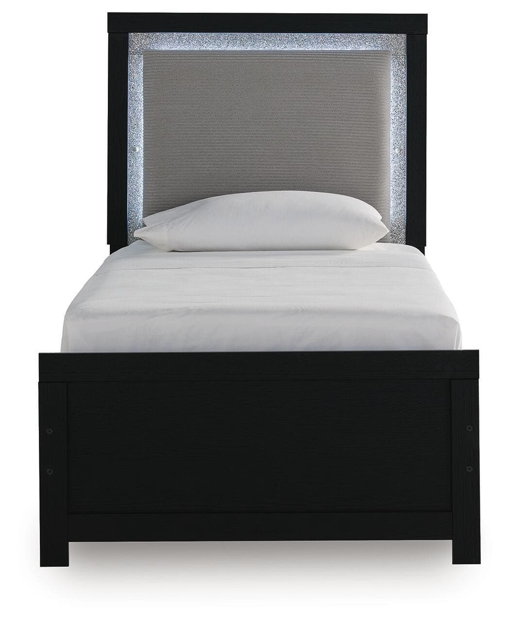 Raechalla Twin Upholstered Panel Bed — Black — view 3