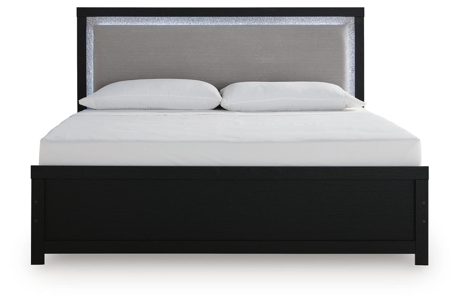 Raechalla King Upholstered Panel Bed — Black — view 4