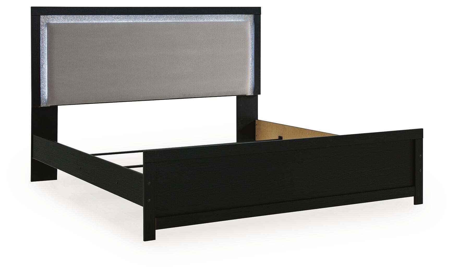 Raechalla King Upholstered Panel Bed — Black — view 3
