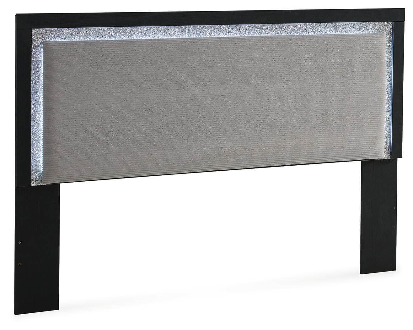 Raechalla King Upholstered Panel Headboard — Black/Gray — view 3