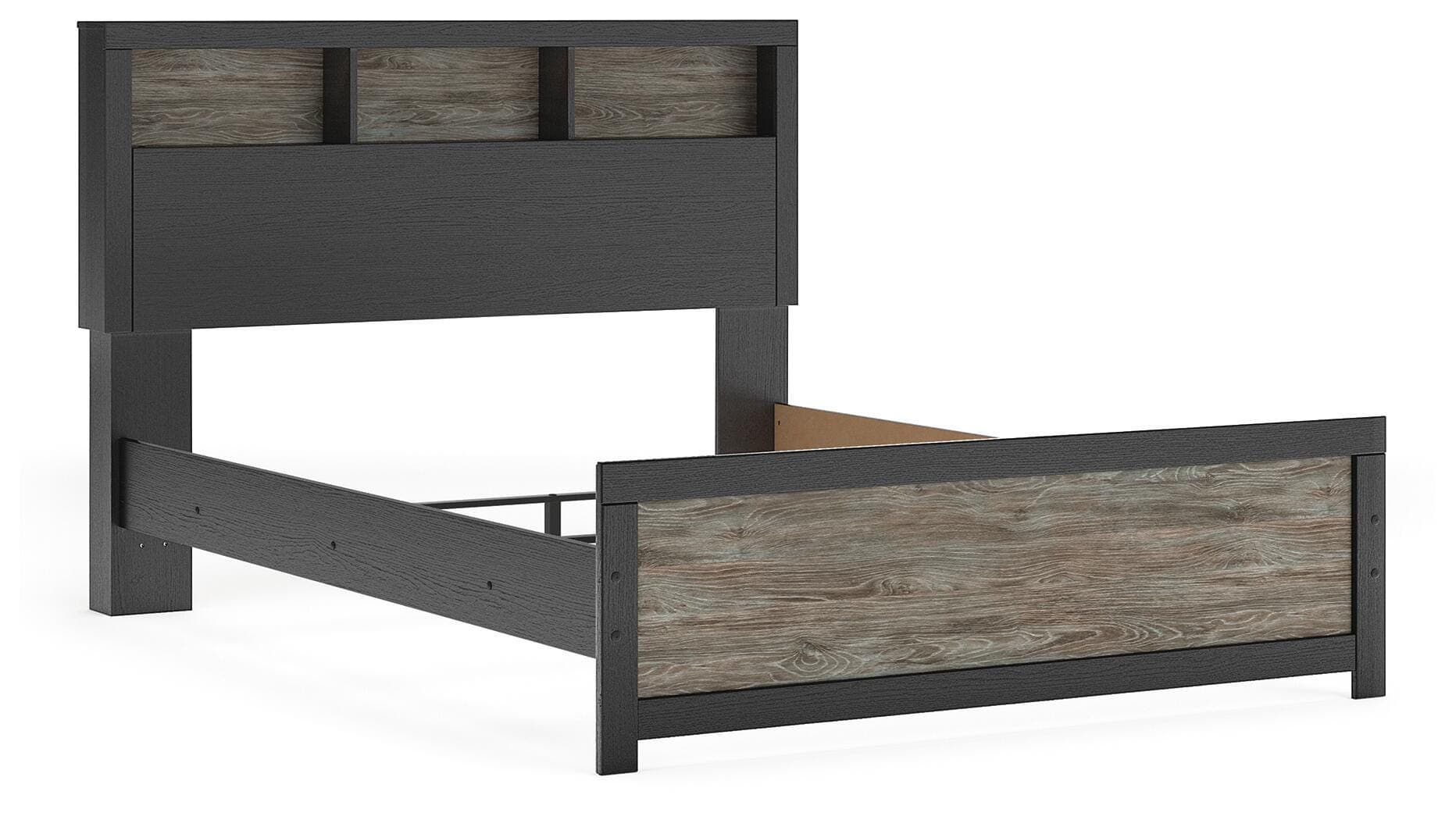 Jonnifer Queen Bookcase Panel Bed — Black/Gray — view 5