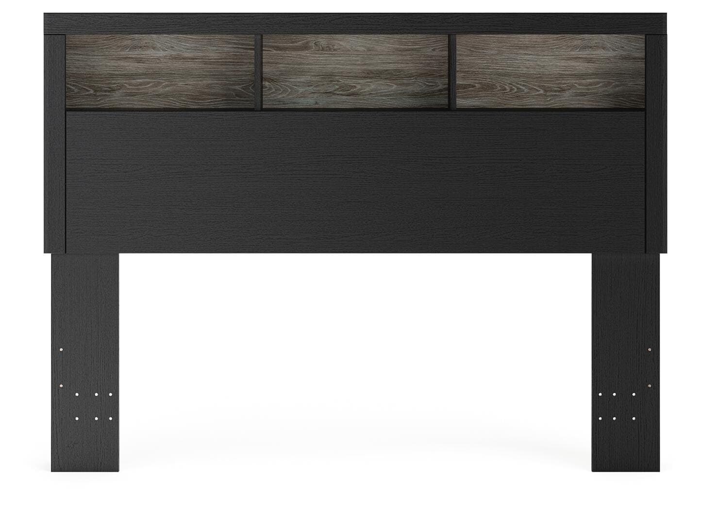 Jonnifer Lighted Queen Bookcase Headboard — Black/Gray — view 2