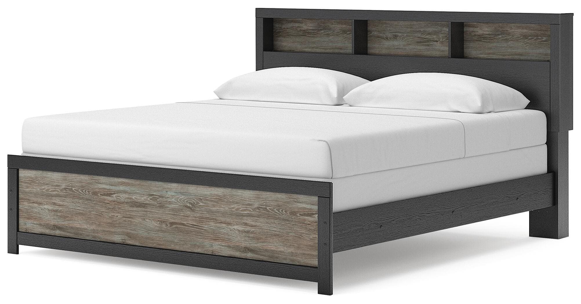 Jonnifer King Bookcase Panel Bed — Black/Gray — view 3