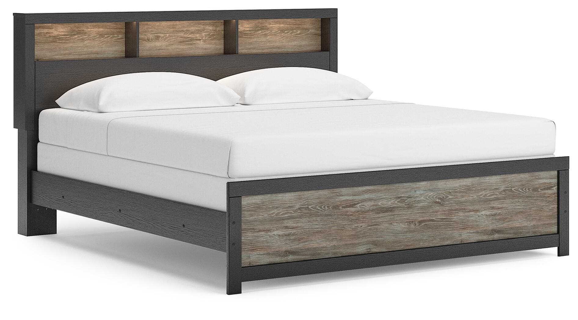 Jonnifer King Bookcase Panel Bed — Black/Gray — view 4