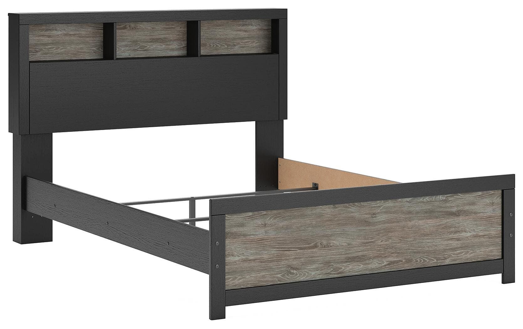 Jonnifer Queen Bookcase Bed — Black/Gray — view 2