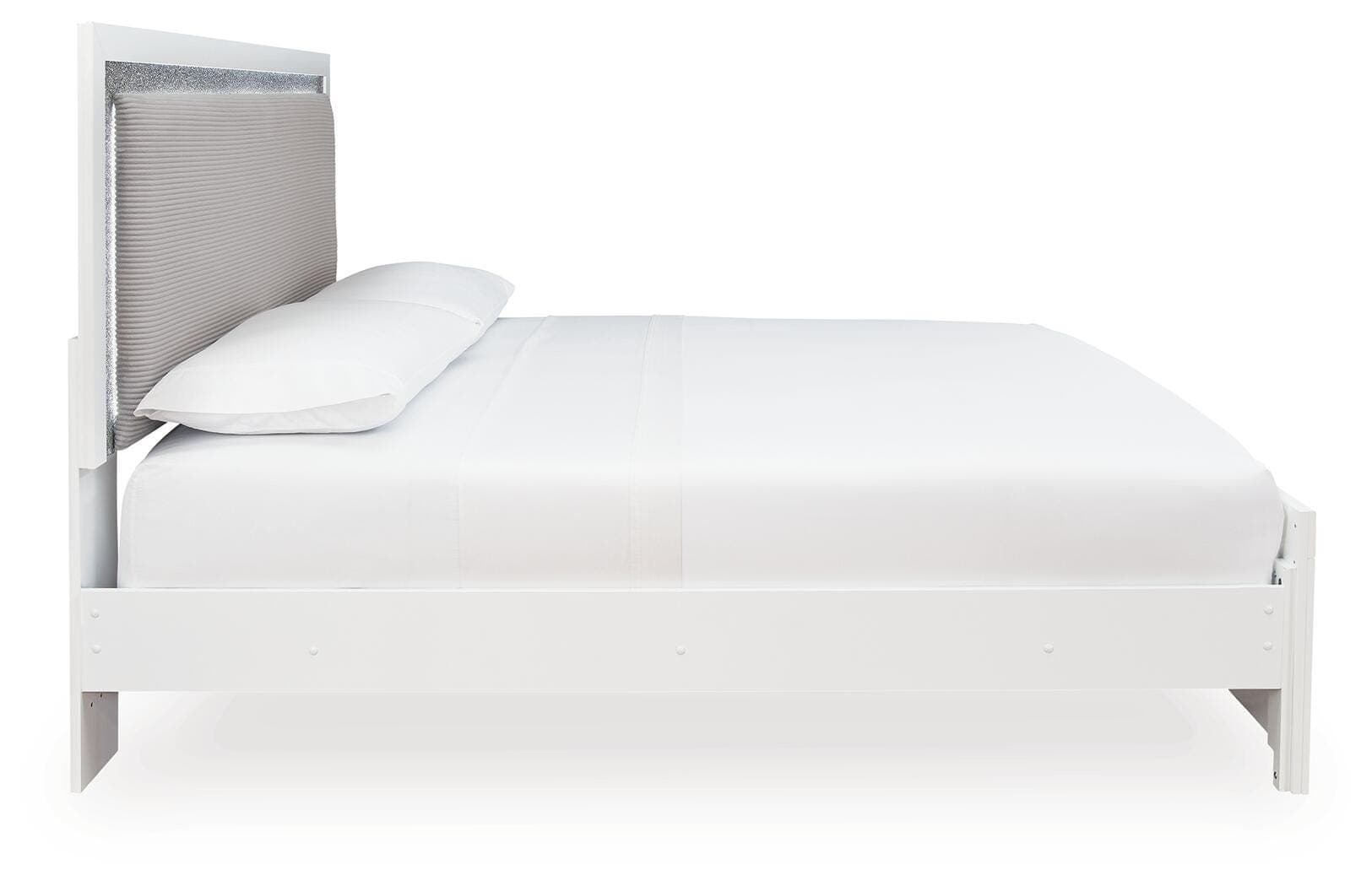 Raechalla King Upholstered Panel Bed — White — view 5