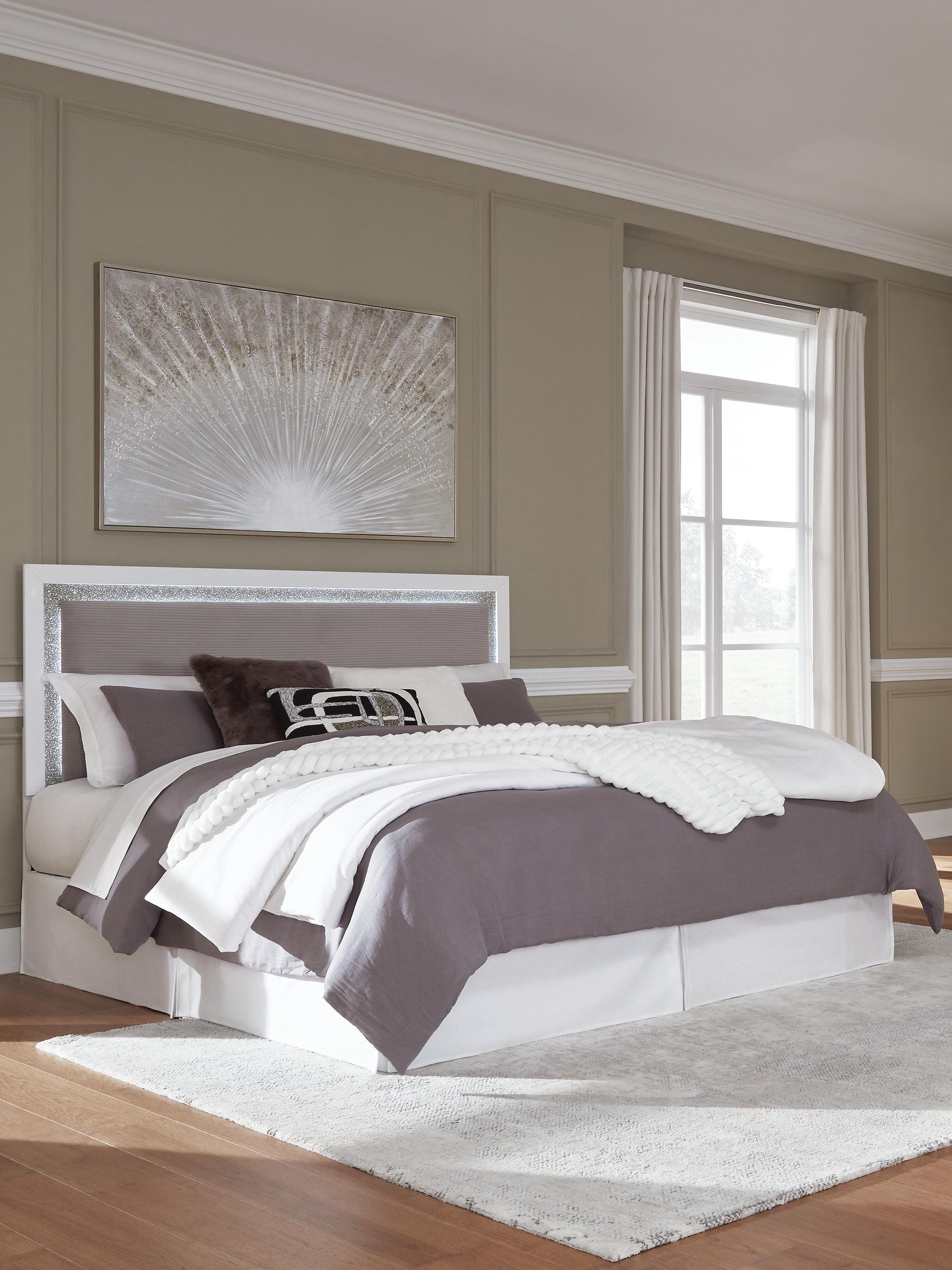 Raechalla King Upholstered Panel Headboard — White — view 2