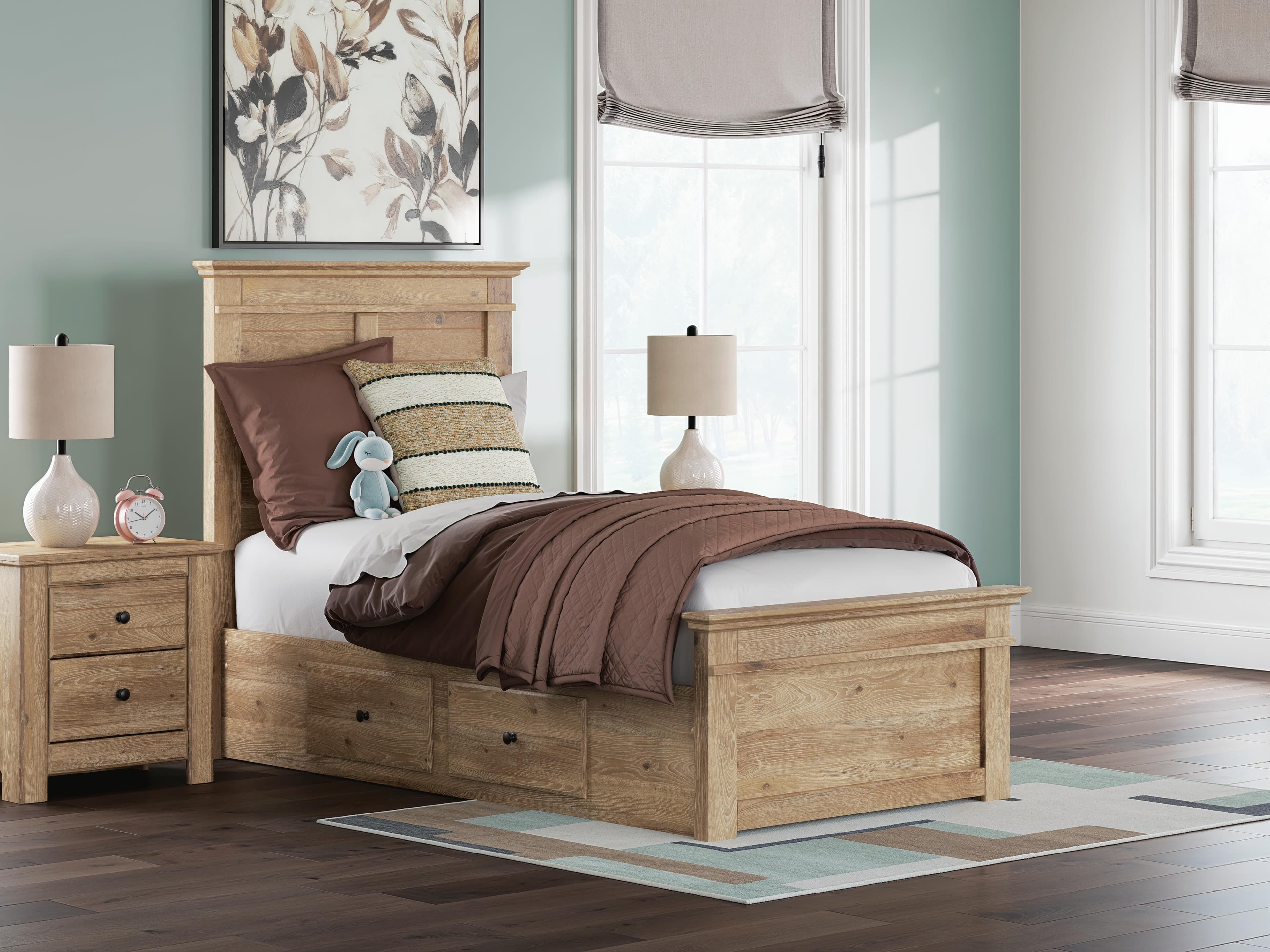 Fenderport Twin Panel Storage Bed — Tan — view 2
