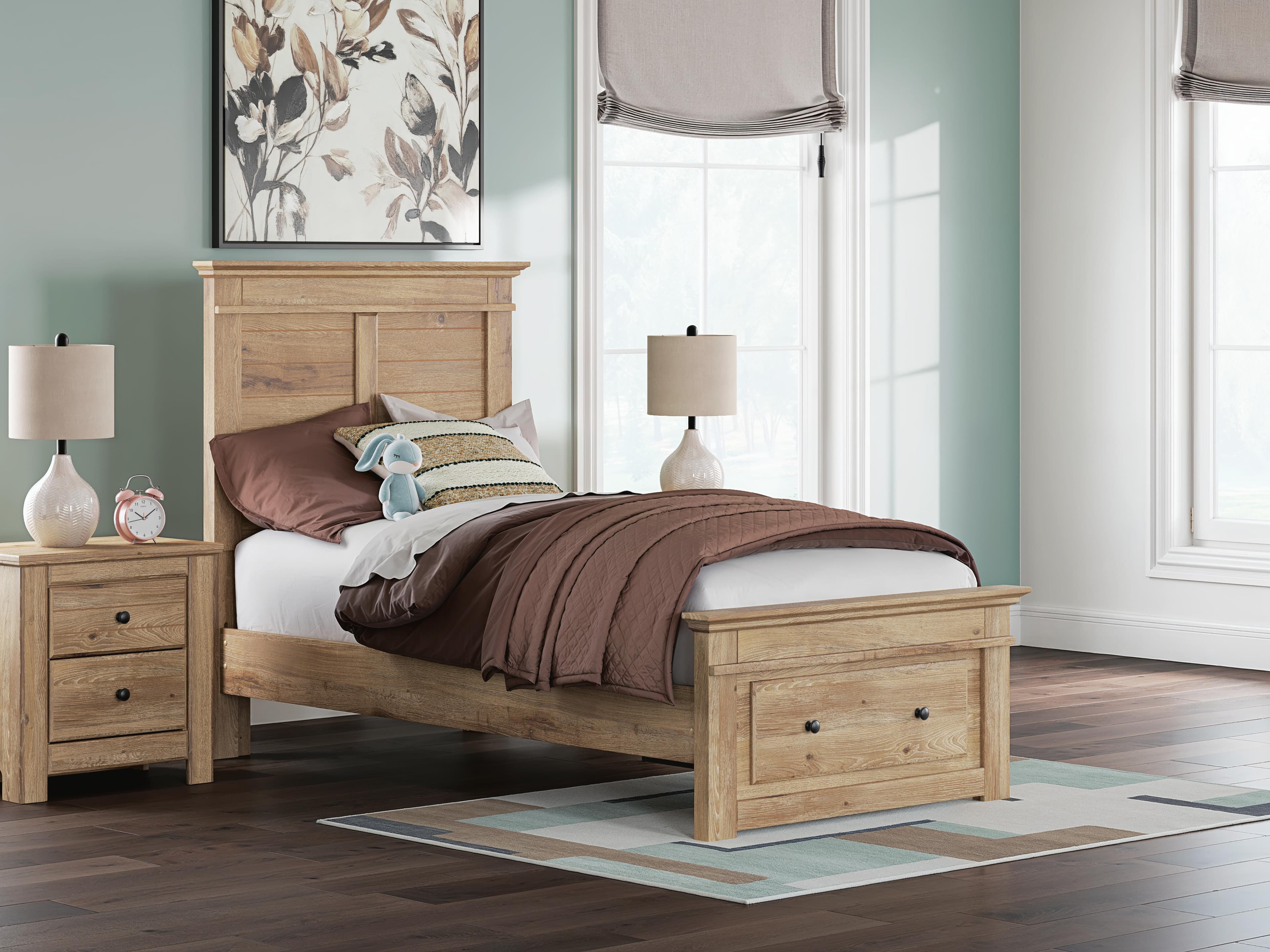 Fenderport Twin Panel Storage Bed — Tan — view 2