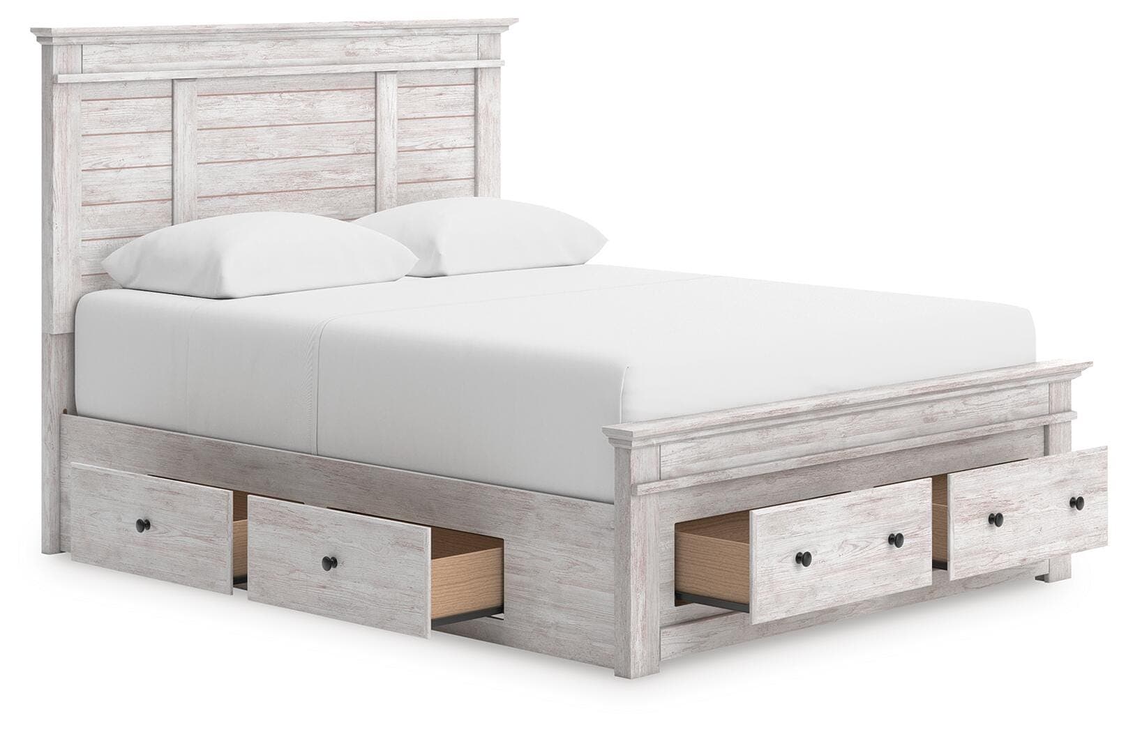 Fenderport Queen Panel Storage Bed — Whitewash — view 4