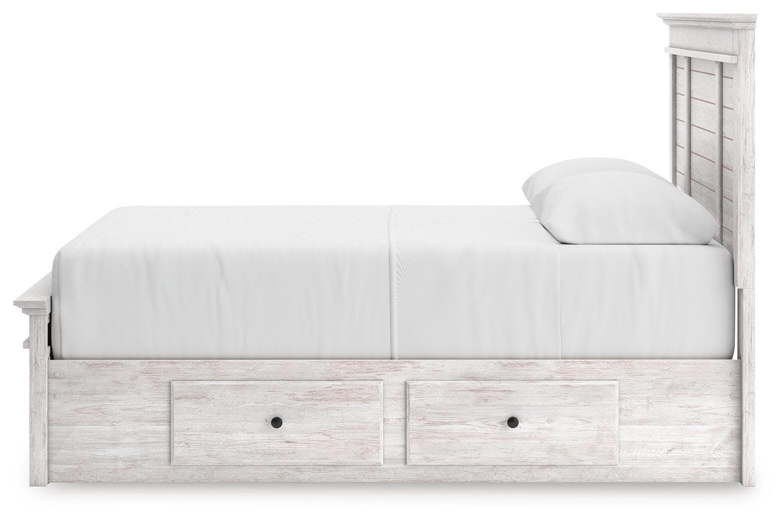 Fenderport Queen Panel Storage Bed — Whitewash — view 7