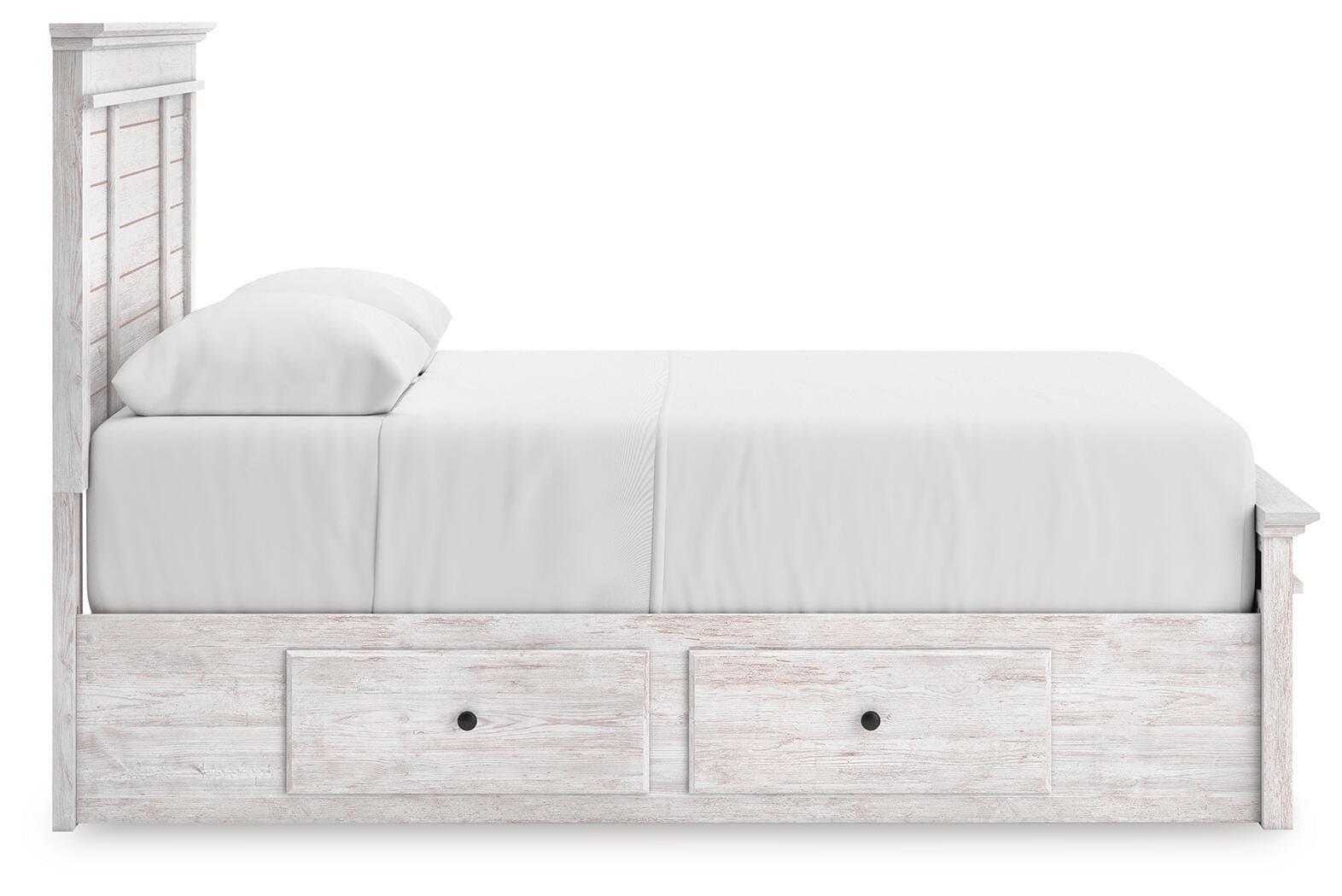 Fenderport Queen Panel Storage Bed — Whitewash — view 8