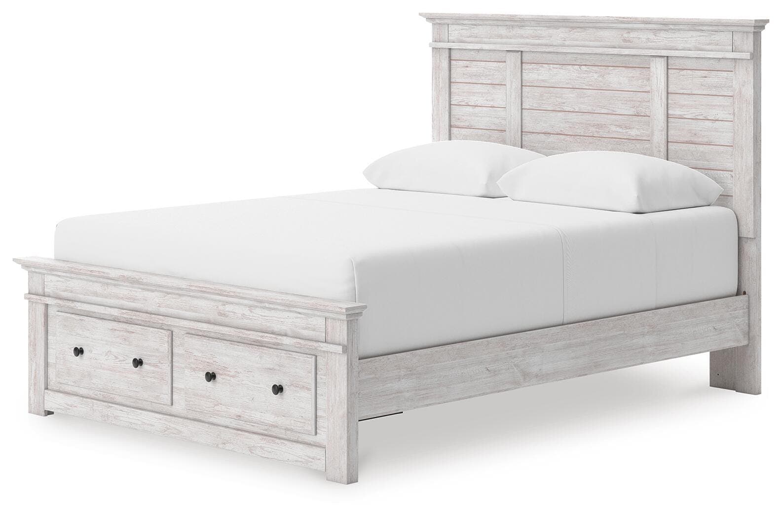 Fenderport Queen Panel Storage Bed — Whitewash — view 2