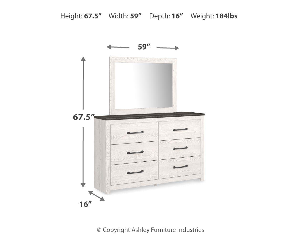 Gerridan Dresser and Mirror — Black/Gray & White — view 2