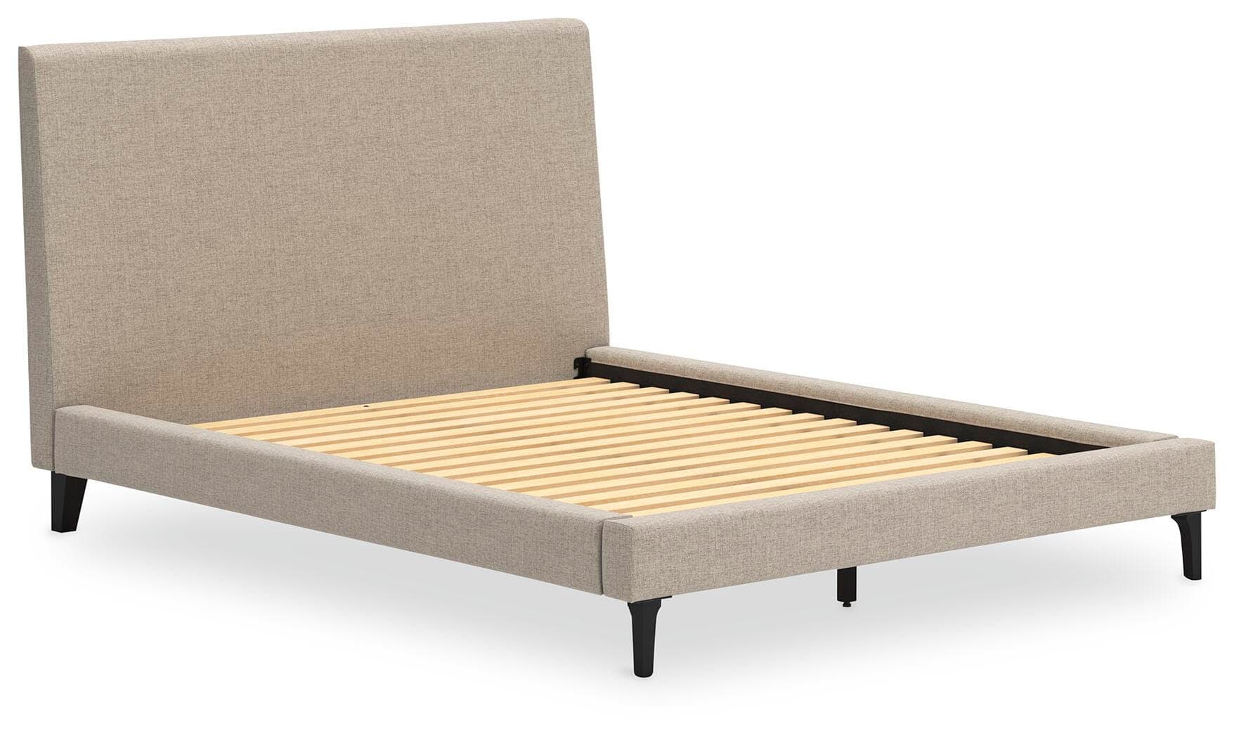 Cielden Queen Upholstered Bed with Roll Slats — Brown/Beige — view 3