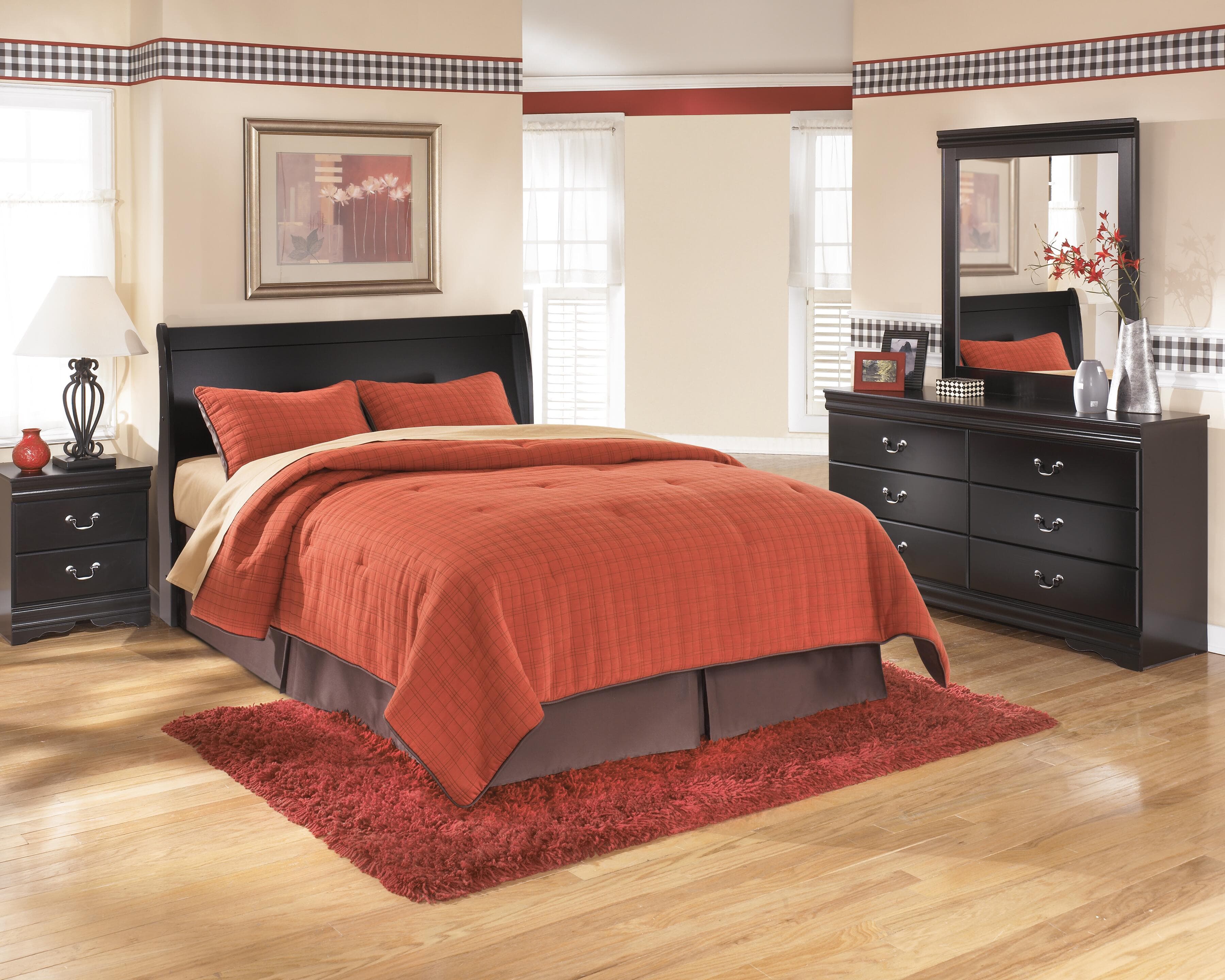 Huey Vineyard Queen Sleigh Headboard — Black/Gray — view 2
