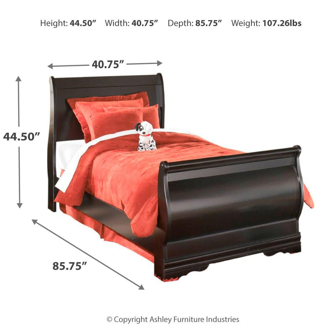 Huey Vineyard Twin Sleigh Bed — Black/Gray — view 4