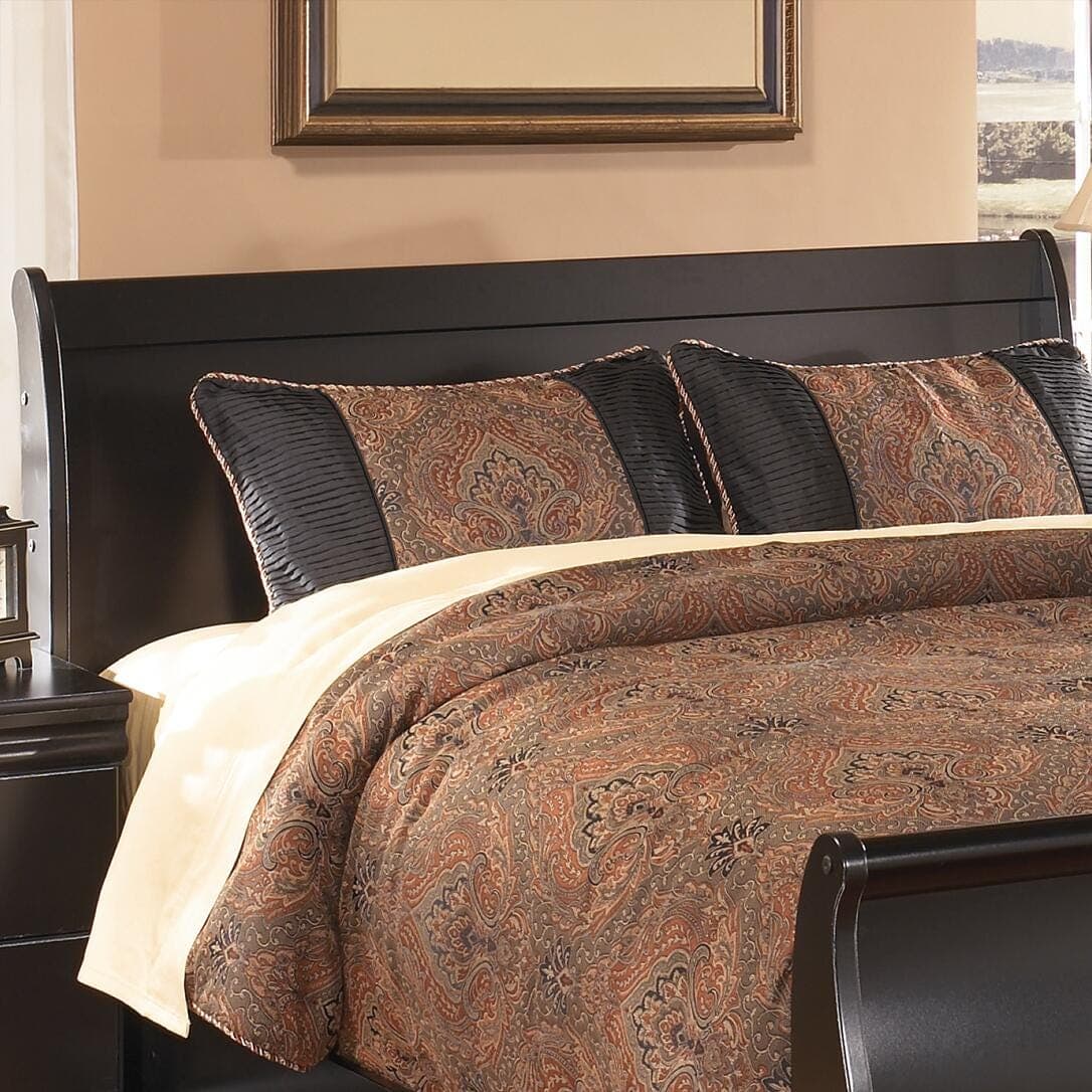 Huey Vineyard Queen Sleigh Headboard — Black/Gray — view 3