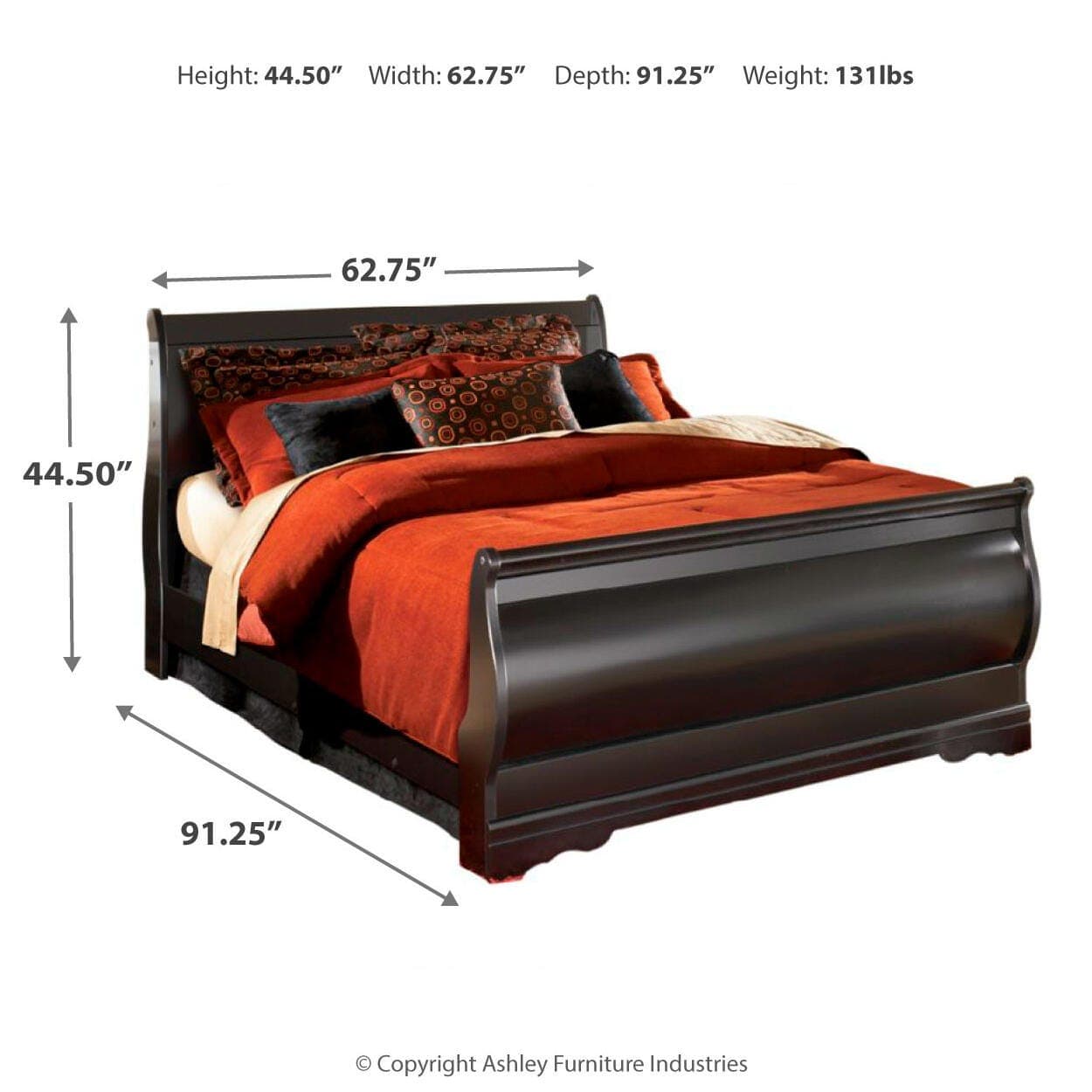 Huey Vineyard Queen Sleigh Bed — Black/Gray — view 4
