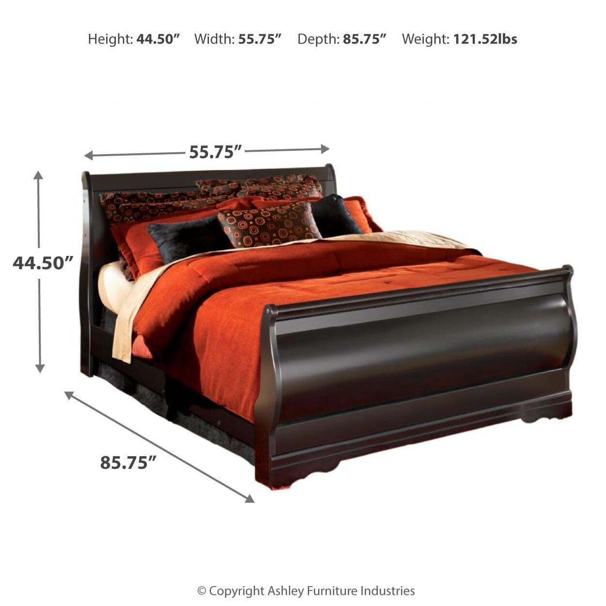 Huey Vineyard Full Sleigh Bed — Black/Gray — view 4