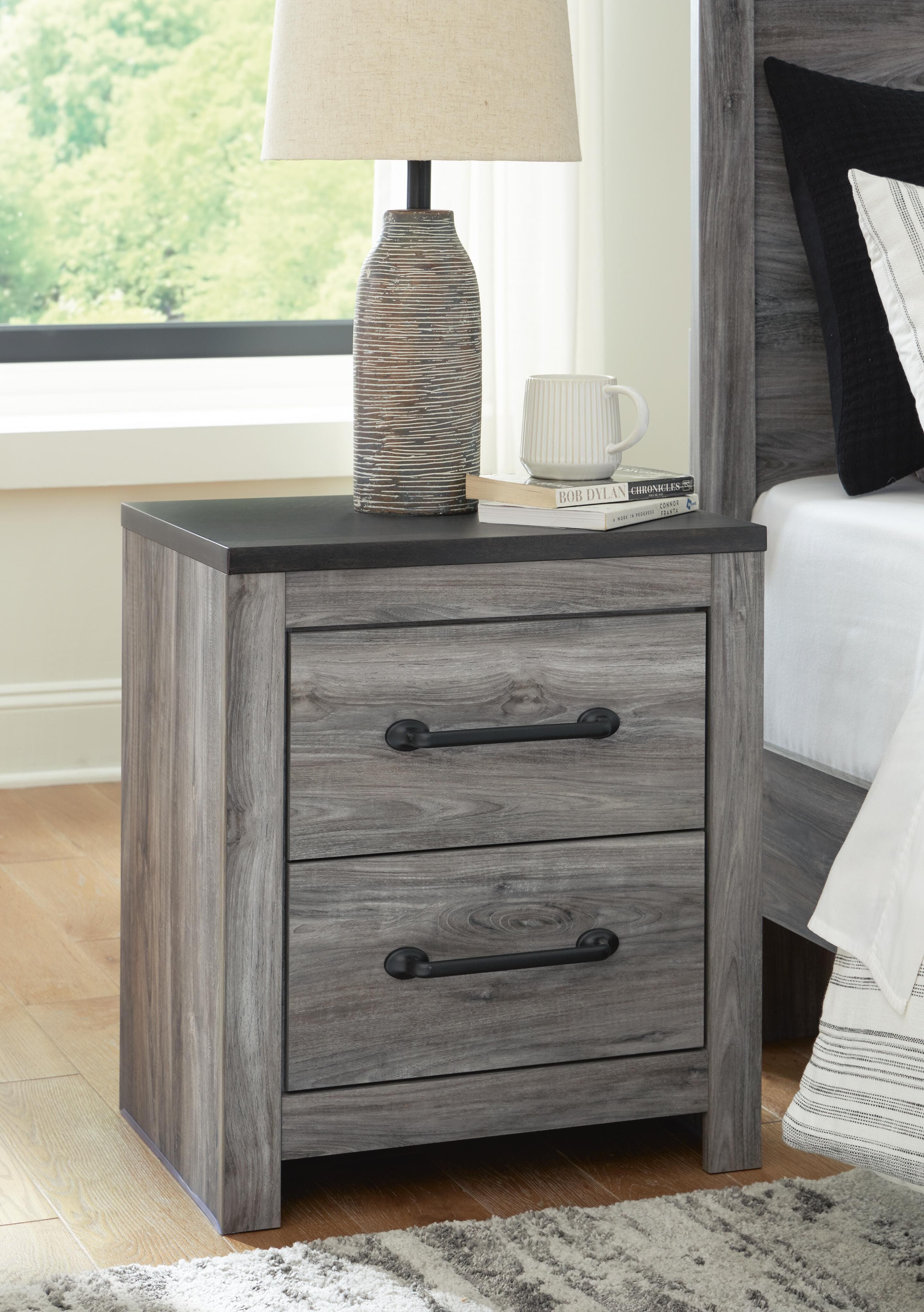 Bronyan Nightstand — Black/Gray — view 2