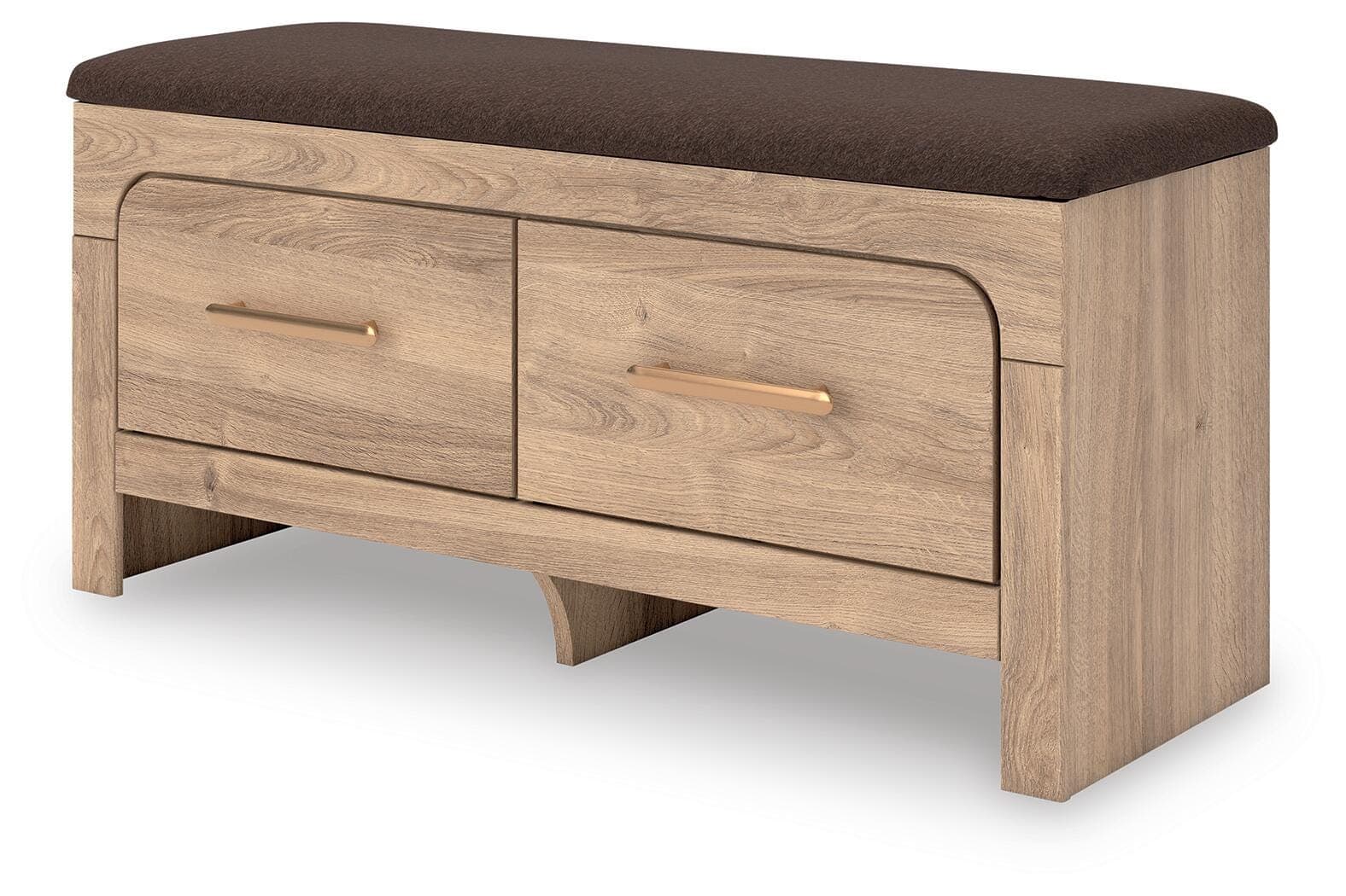 Hollymount Bedroom Storage Bench — Brown/Beige — view 6