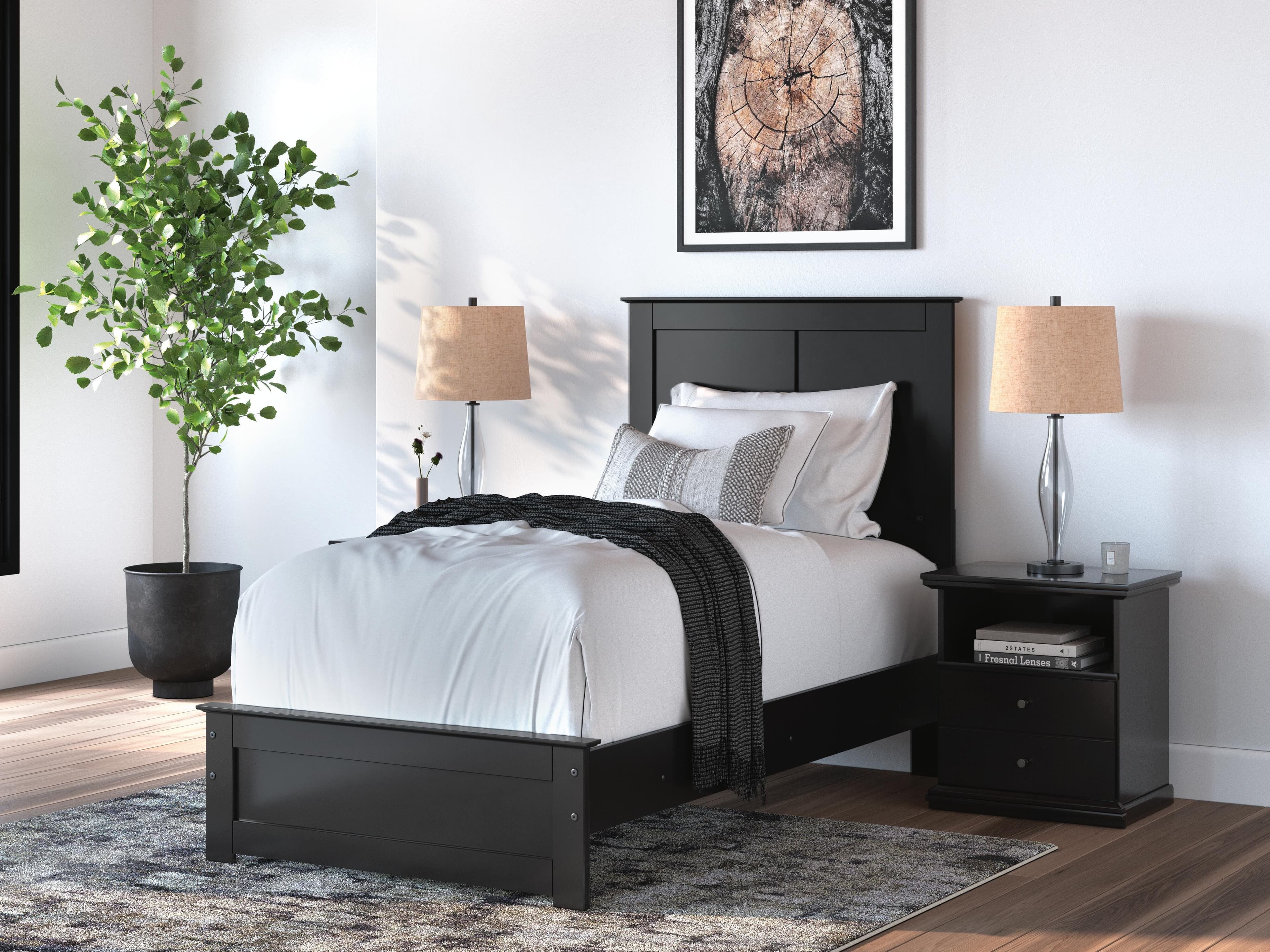 Maribel Twin Panel Bed — Black/Gray — view 2