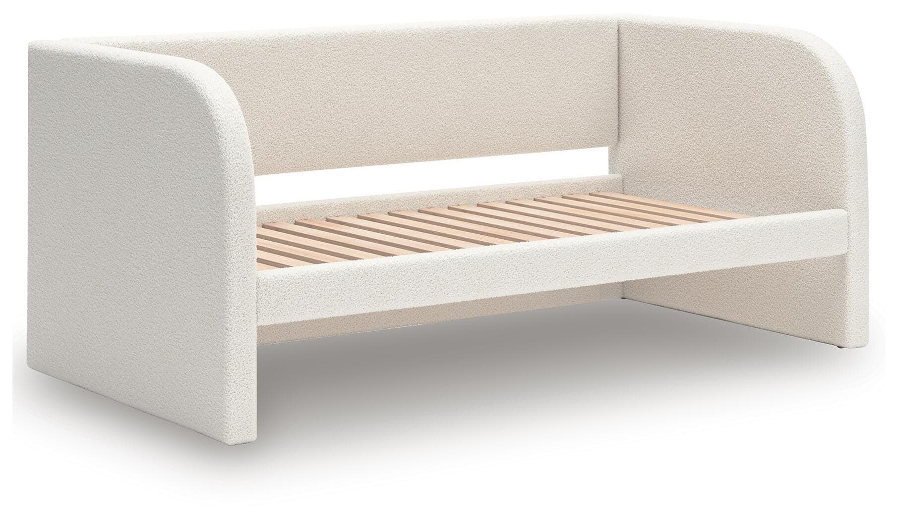 Shapella Twin Upholstered Day Bed — Brown/Beige & White — view 4