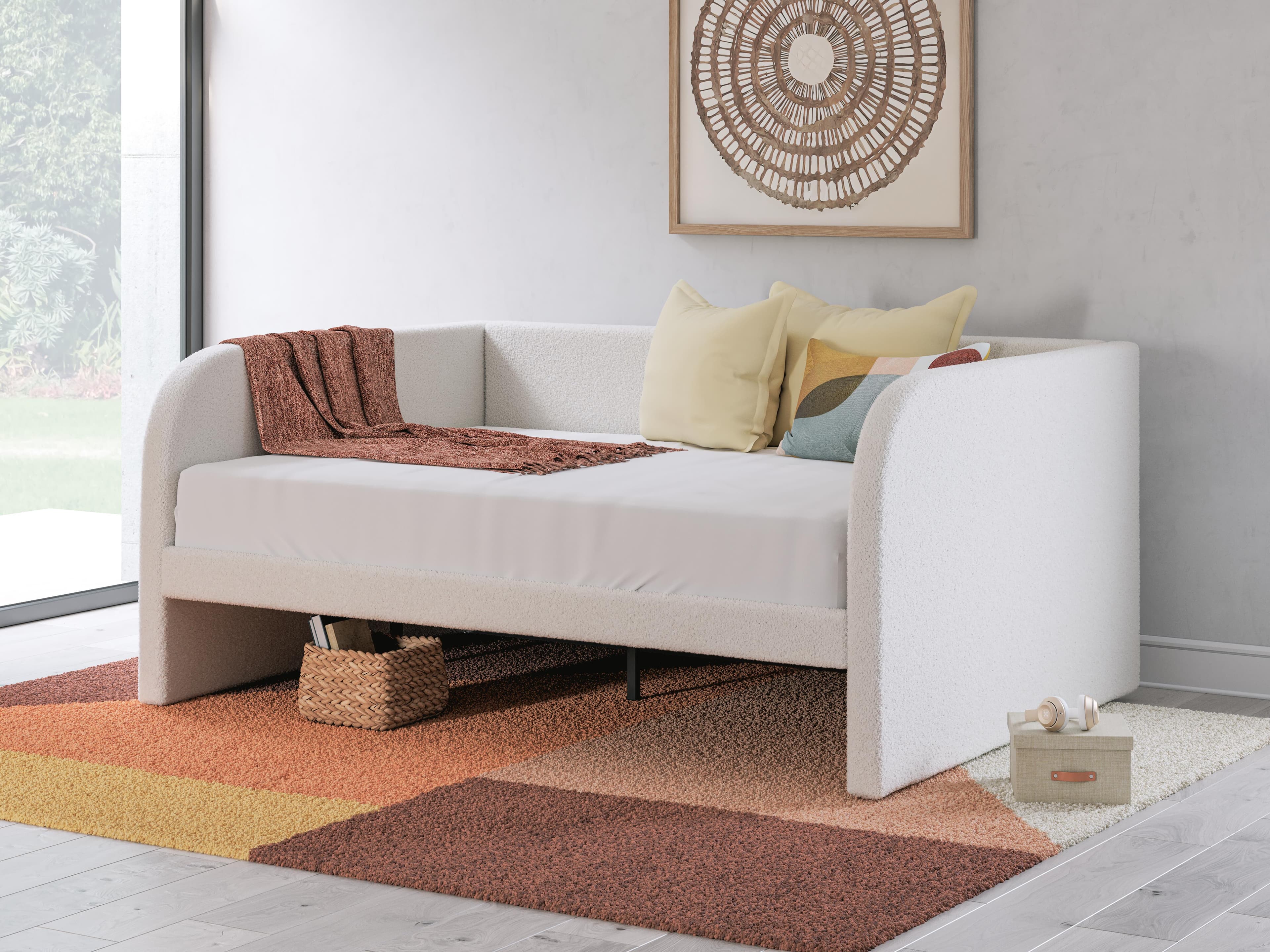 Shapella Full Upholstered Day Bed — Brown/Beige & White — view 2