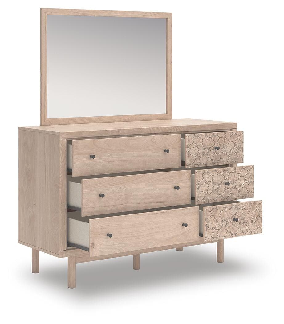 Shapella Dresser and Mirror — Brown/Beige — view 4
