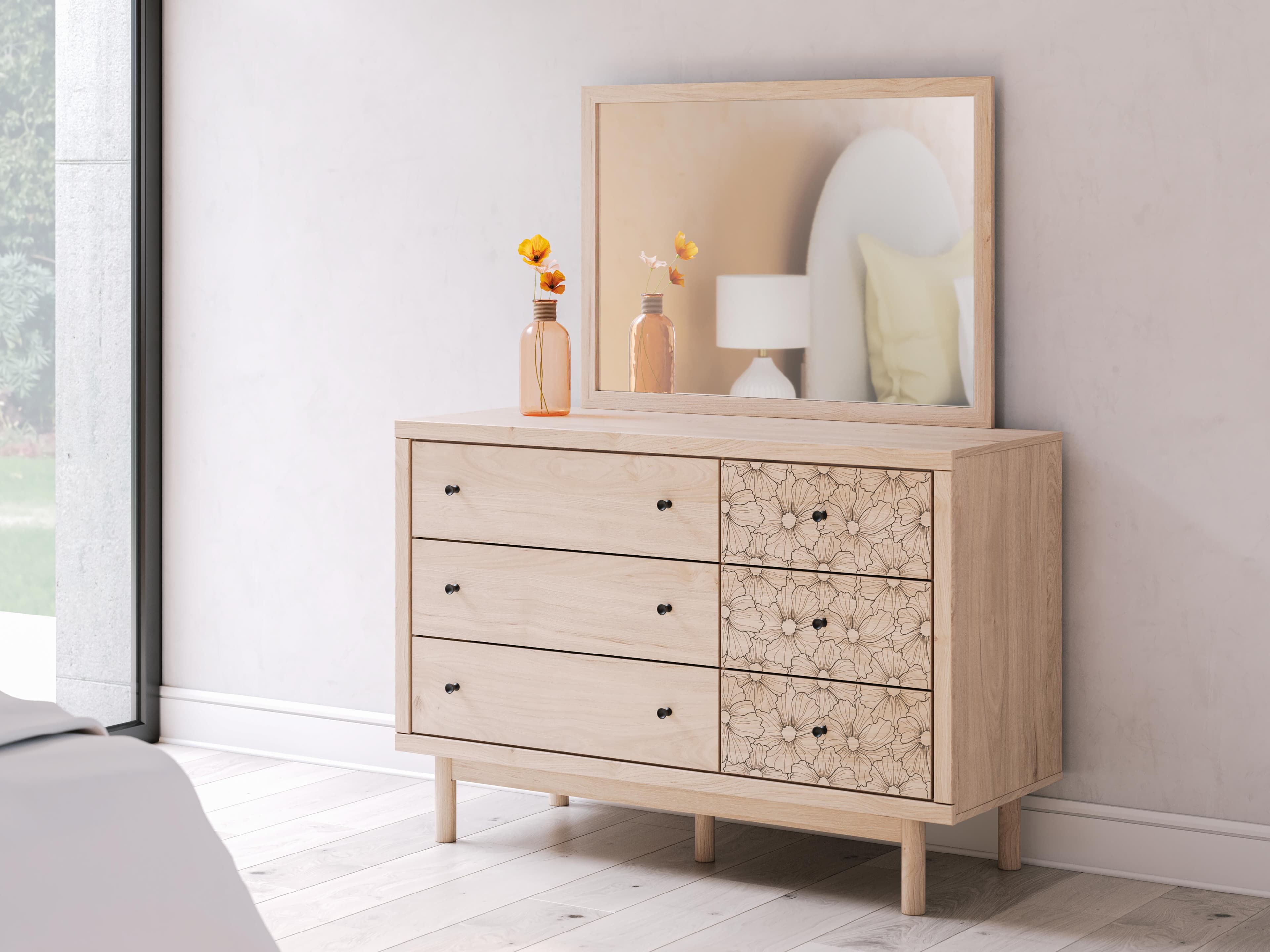 Shapella Dresser and Mirror — Brown/Beige — view 2