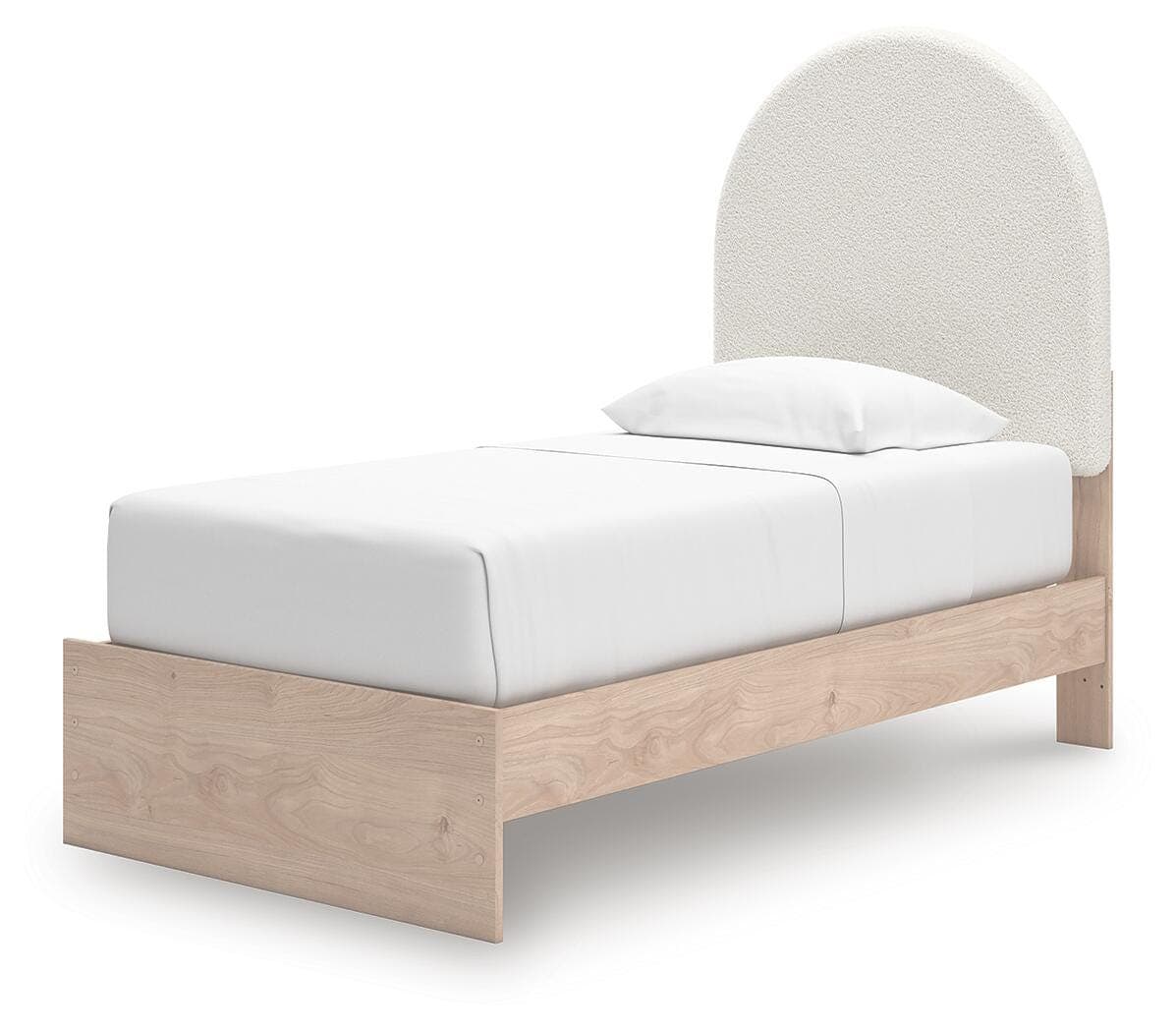 Shapella Twin Upholstered Panel Bed — Brown/Beige & White — view 3