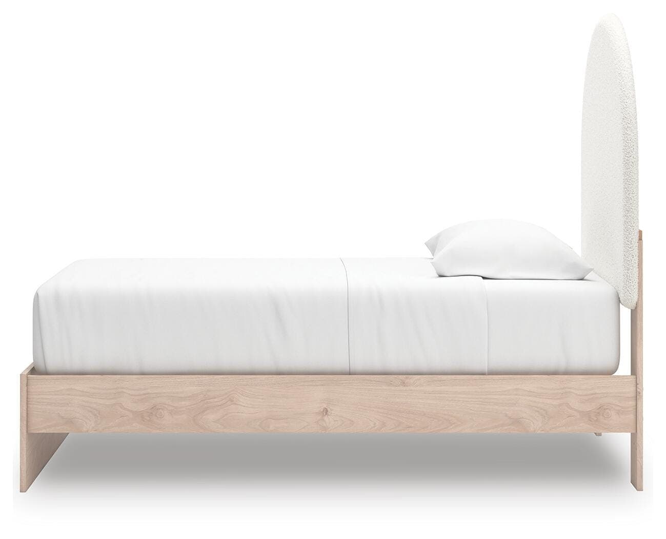 Shapella Twin Upholstered Panel Bed — Brown/Beige & White — view 7
