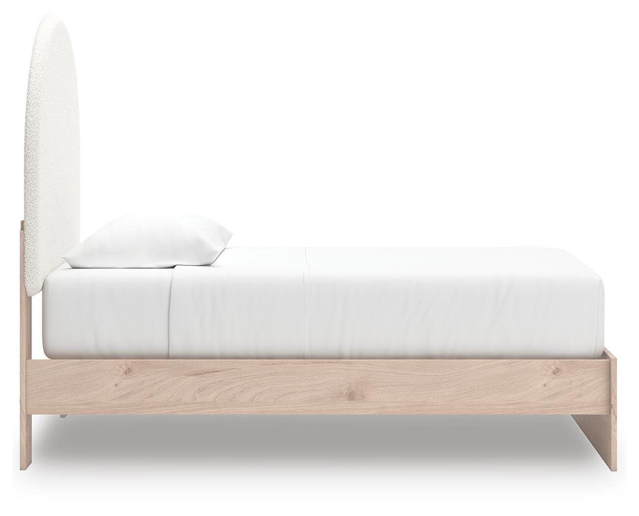 Shapella Twin Upholstered Panel Bed — Brown/Beige & White — view 8