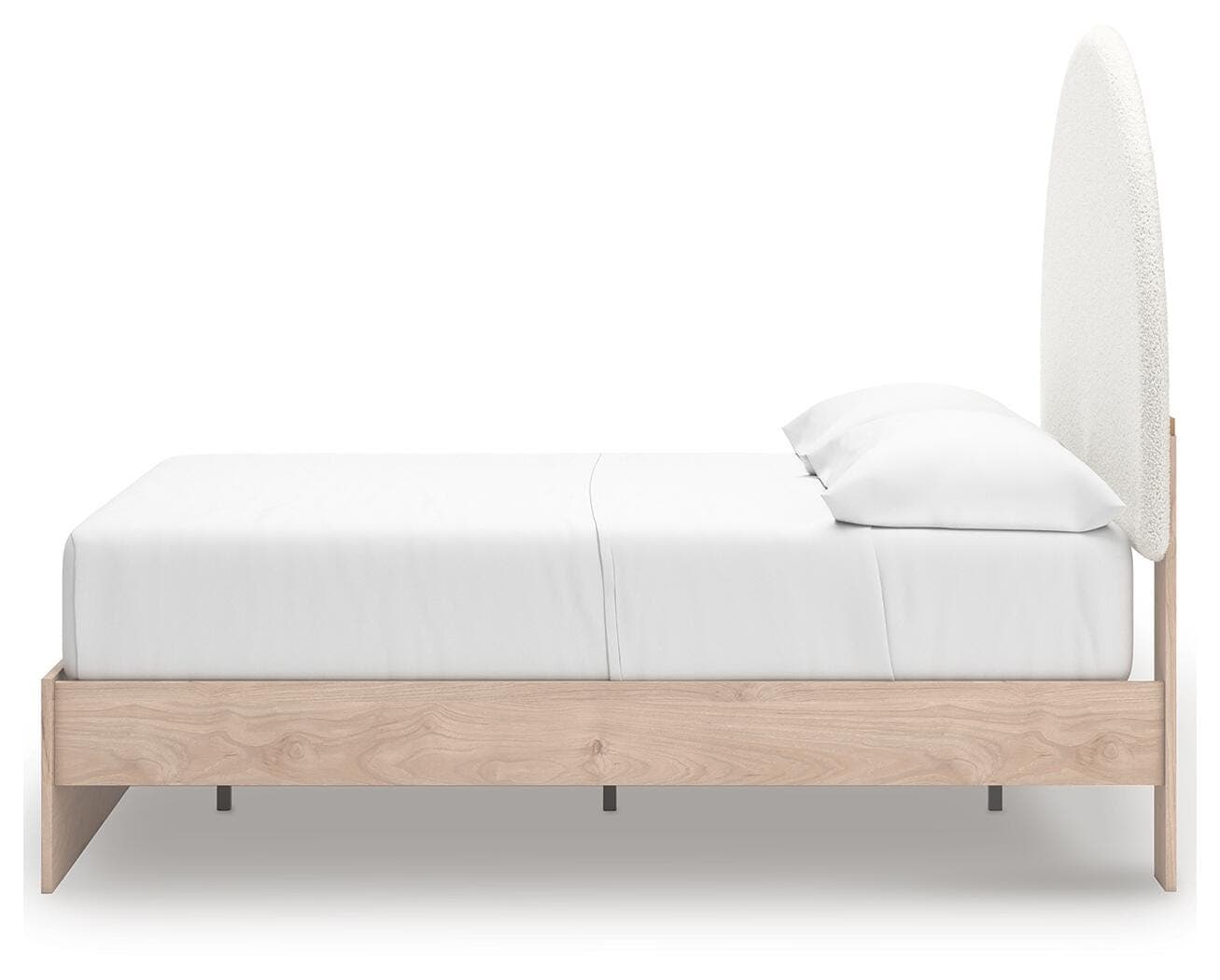 Shapella Full Upholstered Panel Bed — Brown/Beige & White — view 7